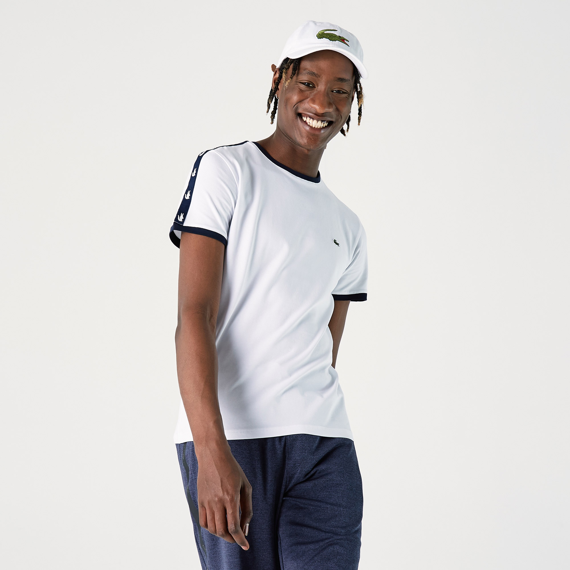 Lacoste Erkek Regular Fit Bisiklet Yaka Baskılı Beyaz T-Shirt