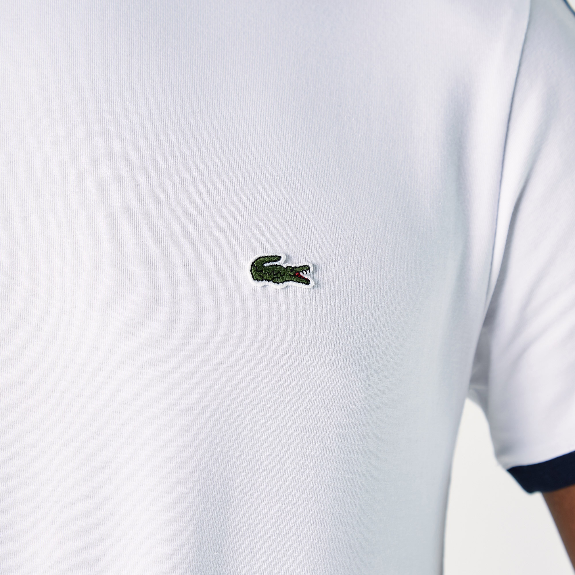 Lacoste Erkek Regular Fit Bisiklet Yaka Baskılı Beyaz T-Shirt