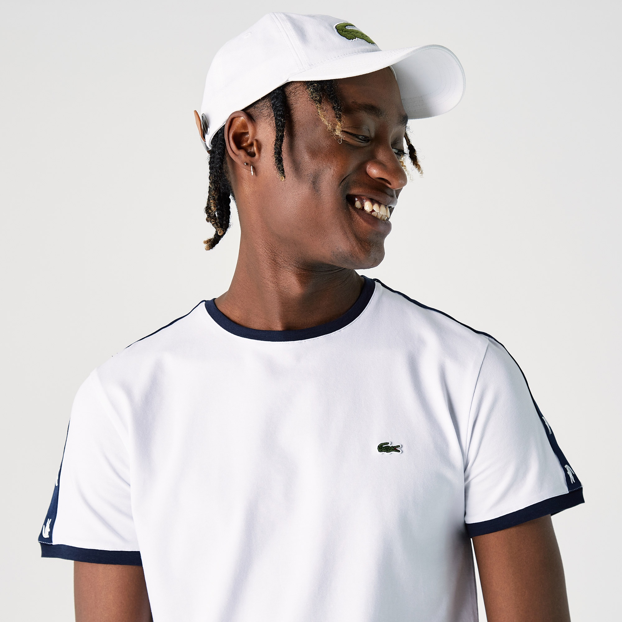 Lacoste Erkek Regular Fit Bisiklet Yaka Baskılı Beyaz T-Shirt