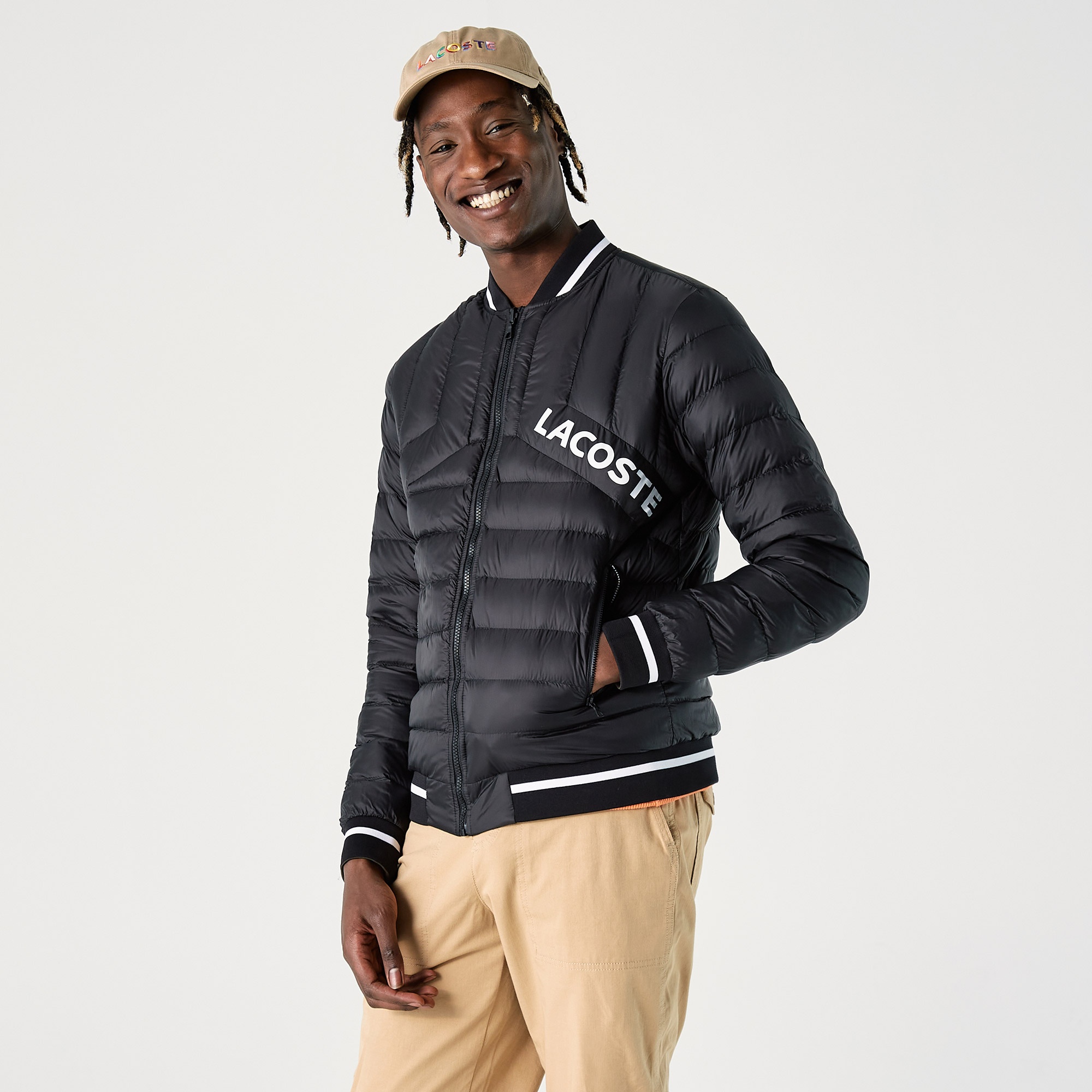 Lacoste Erkek Hakim Yaka Baskılı Çift Taraflı Siyah Mont BH0203