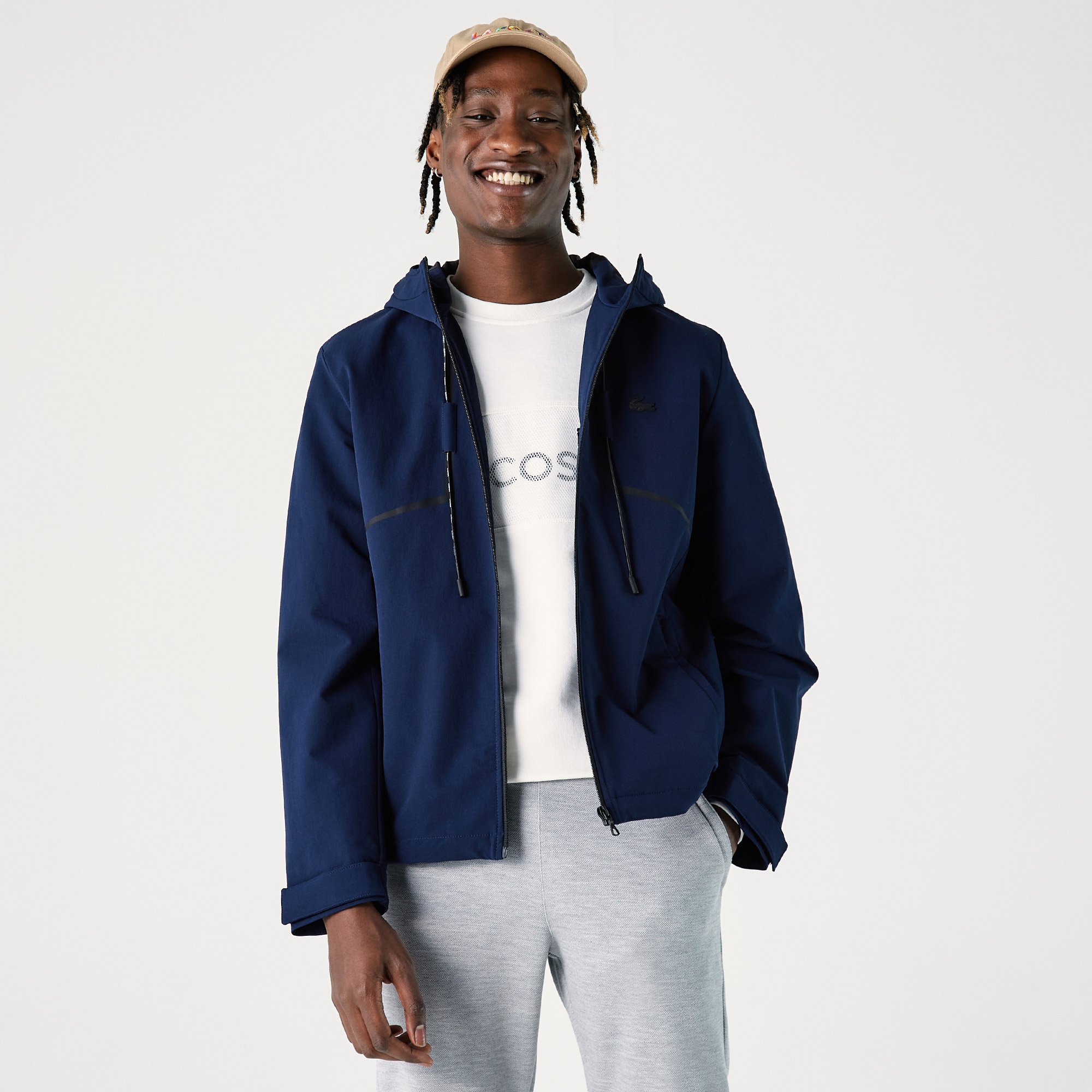 Lacoste Erkek Kapüşonlu Lacivert Mont