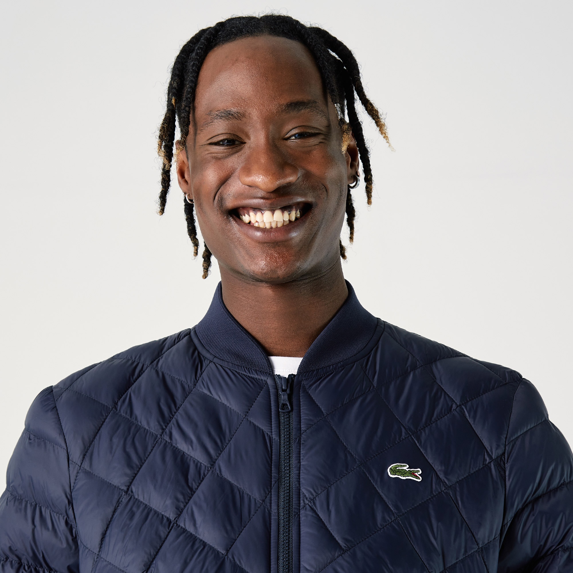 Lacoste Erkek Hakim Yaka Kapitone Lacivert Mont