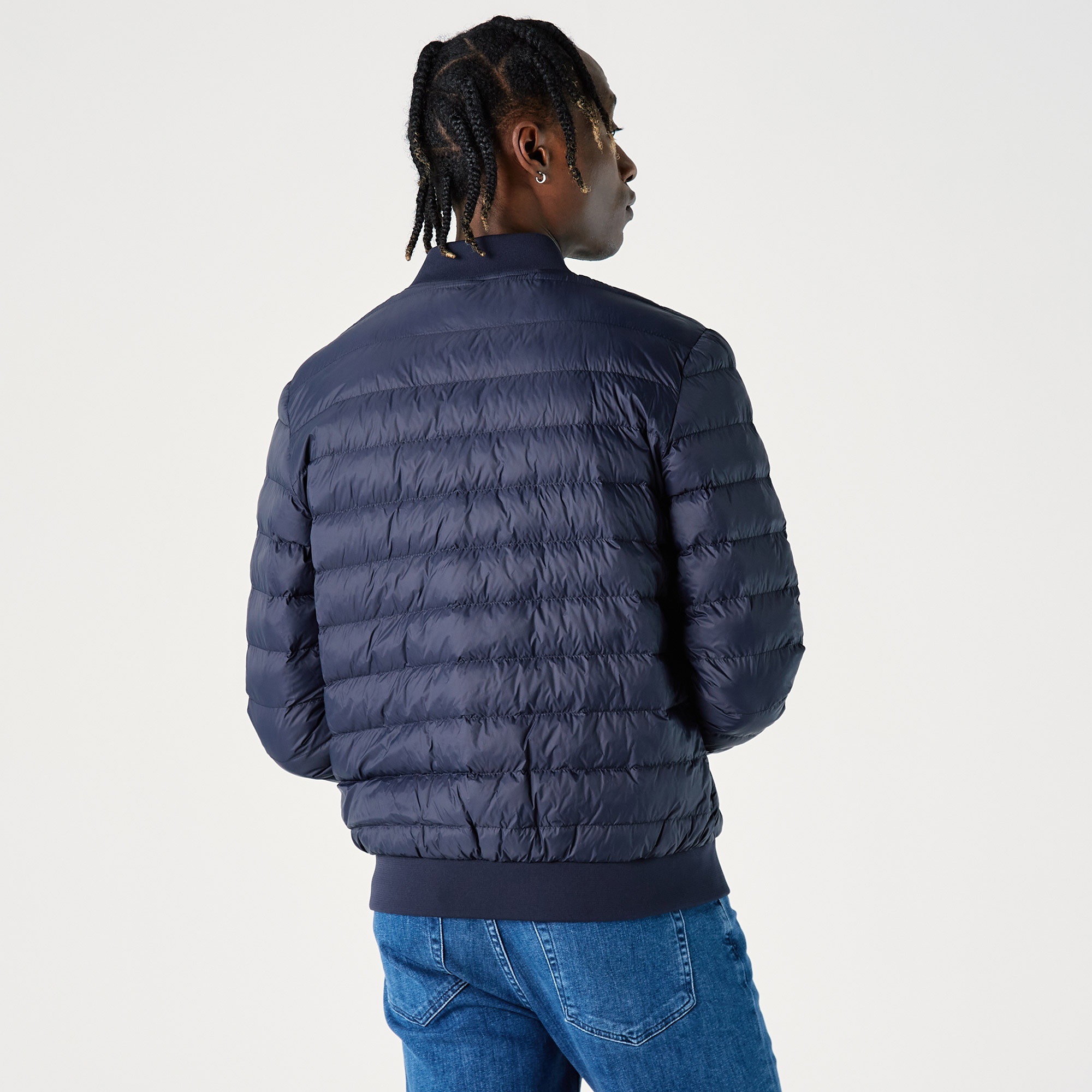 Lacoste Erkek Hakim Yaka Kapitone Lacivert Mont