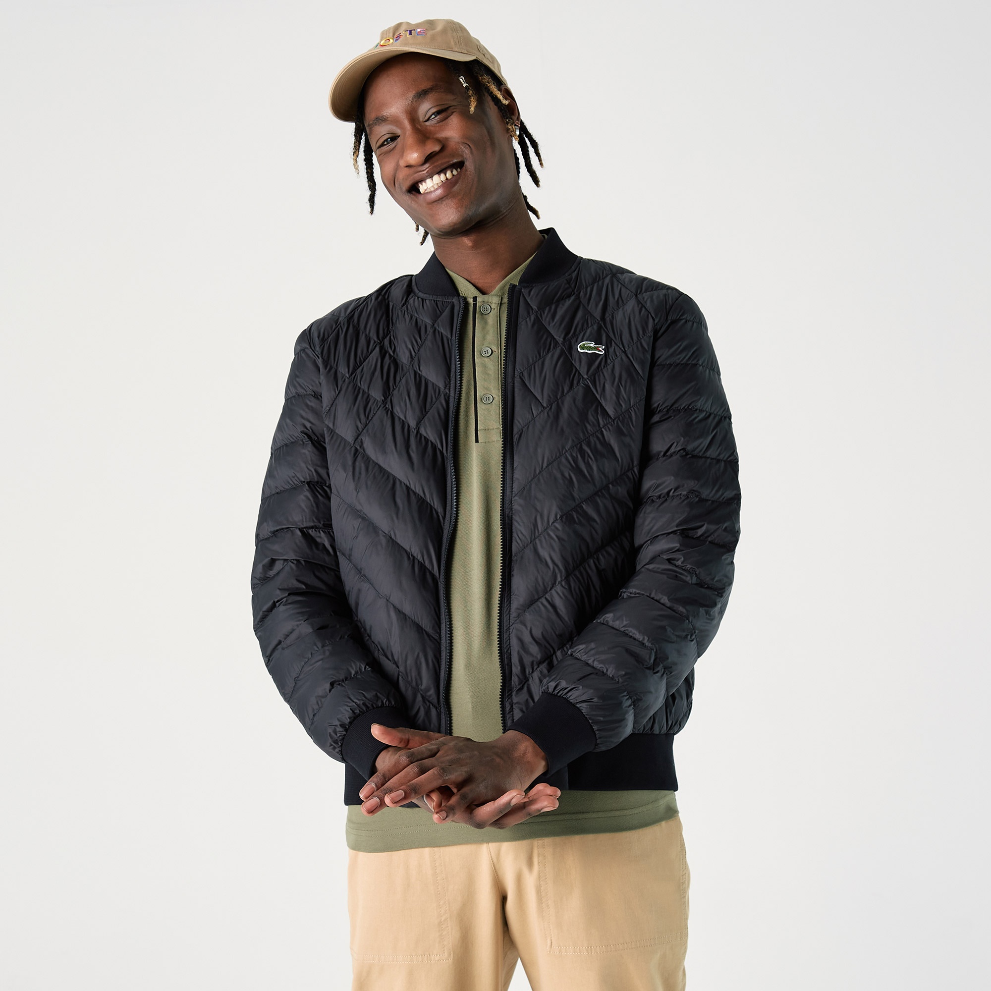 Lacoste Erkek Hakim Yaka Kapitone Siyah Mont