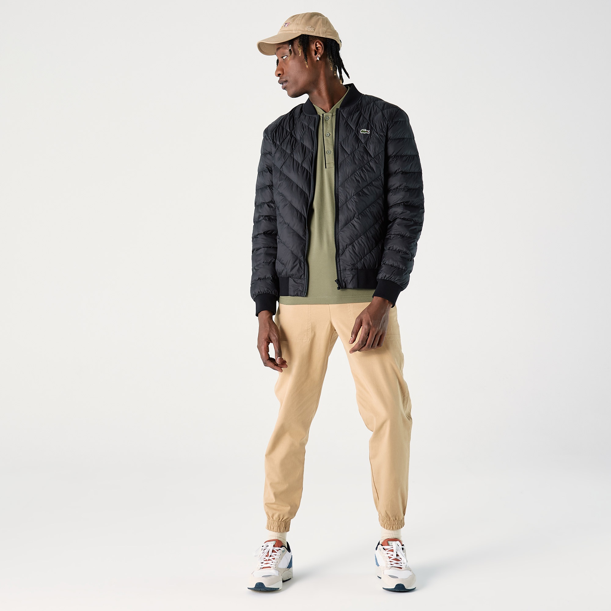 Lacoste Erkek Hakim Yaka Kapitone Siyah Mont