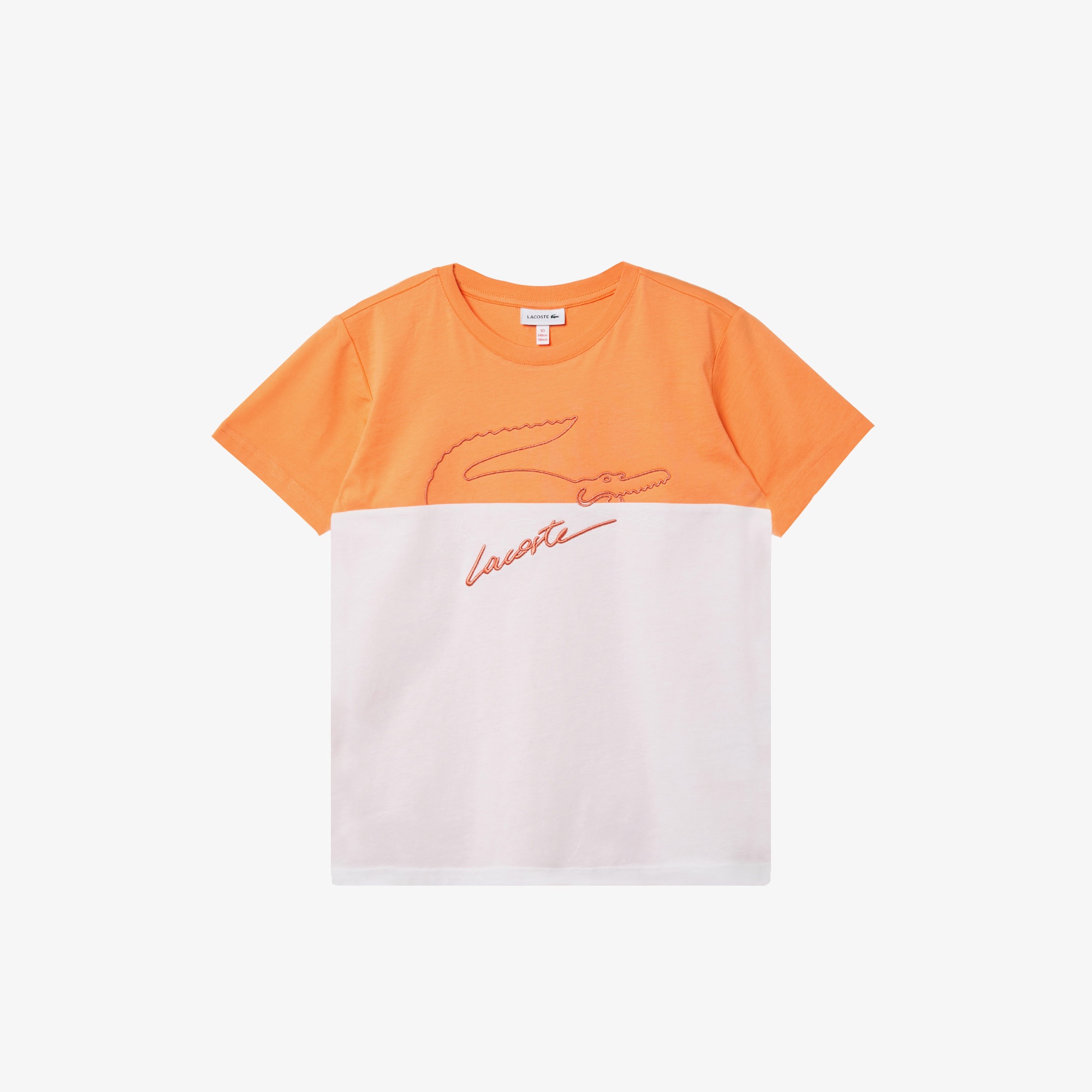 Lacoste Kız Çocuk Bisiklet Yaka Renk Bloklu Turuncu T-Shirt