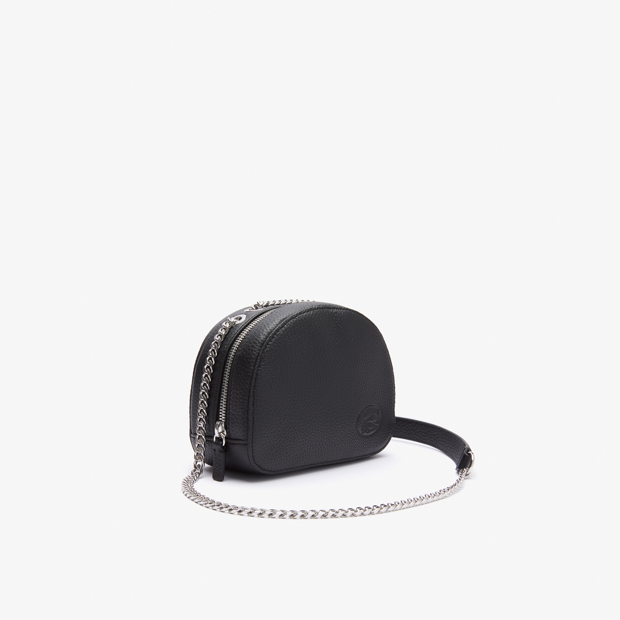 Lacoste Croco Crew Kadın Baskılı Deri Siyah Omuz Çantası