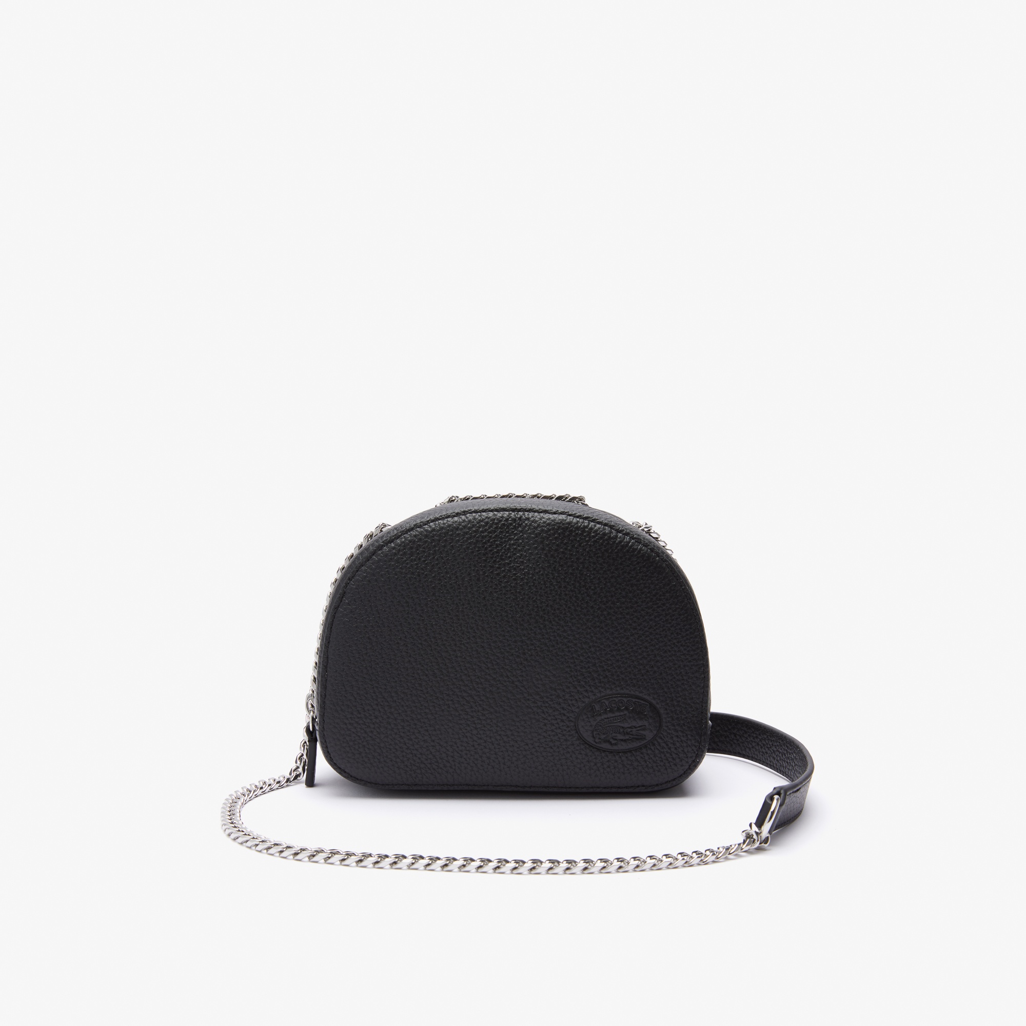 Lacoste Croco Crew Kadın Baskılı Deri Siyah Omuz Çantası