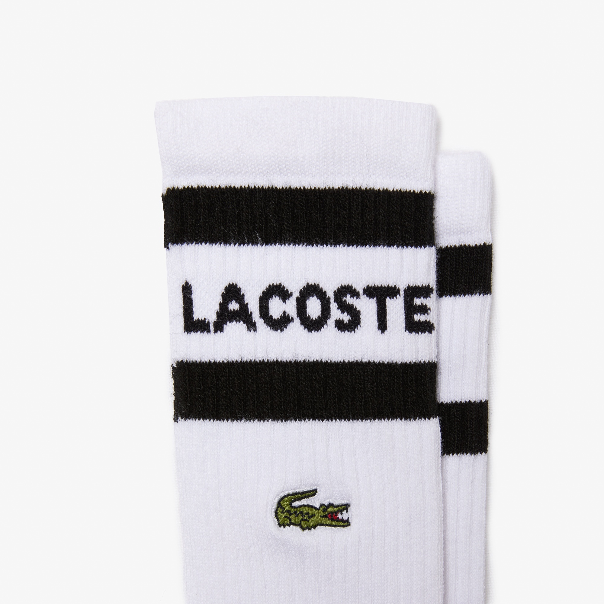 Lacoste Erkek Uzun Çizgili 2'li Beyaz Çorap