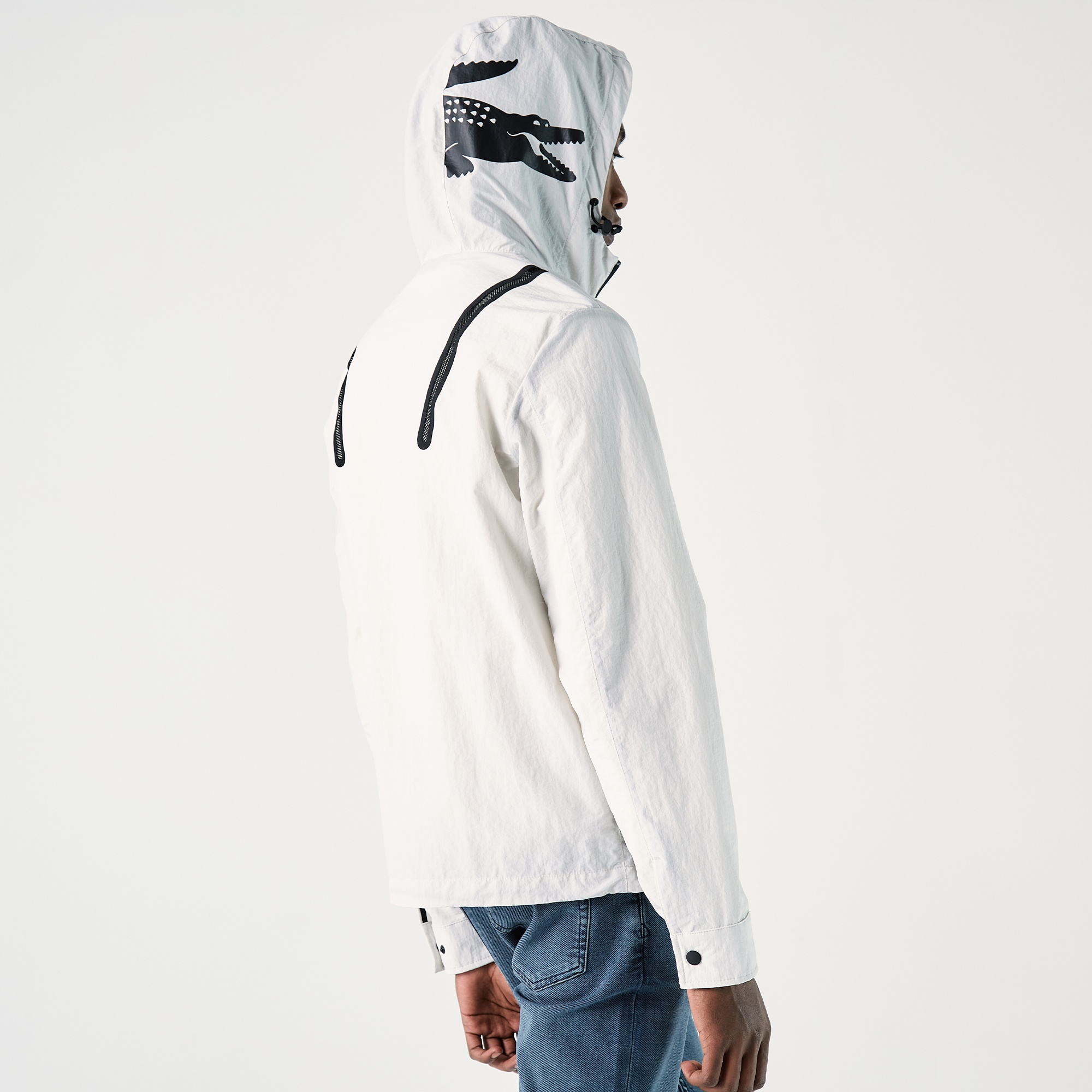 Lacoste Erkek Kapüşonlu Suya Dayanıklı Gri Yağmurluk