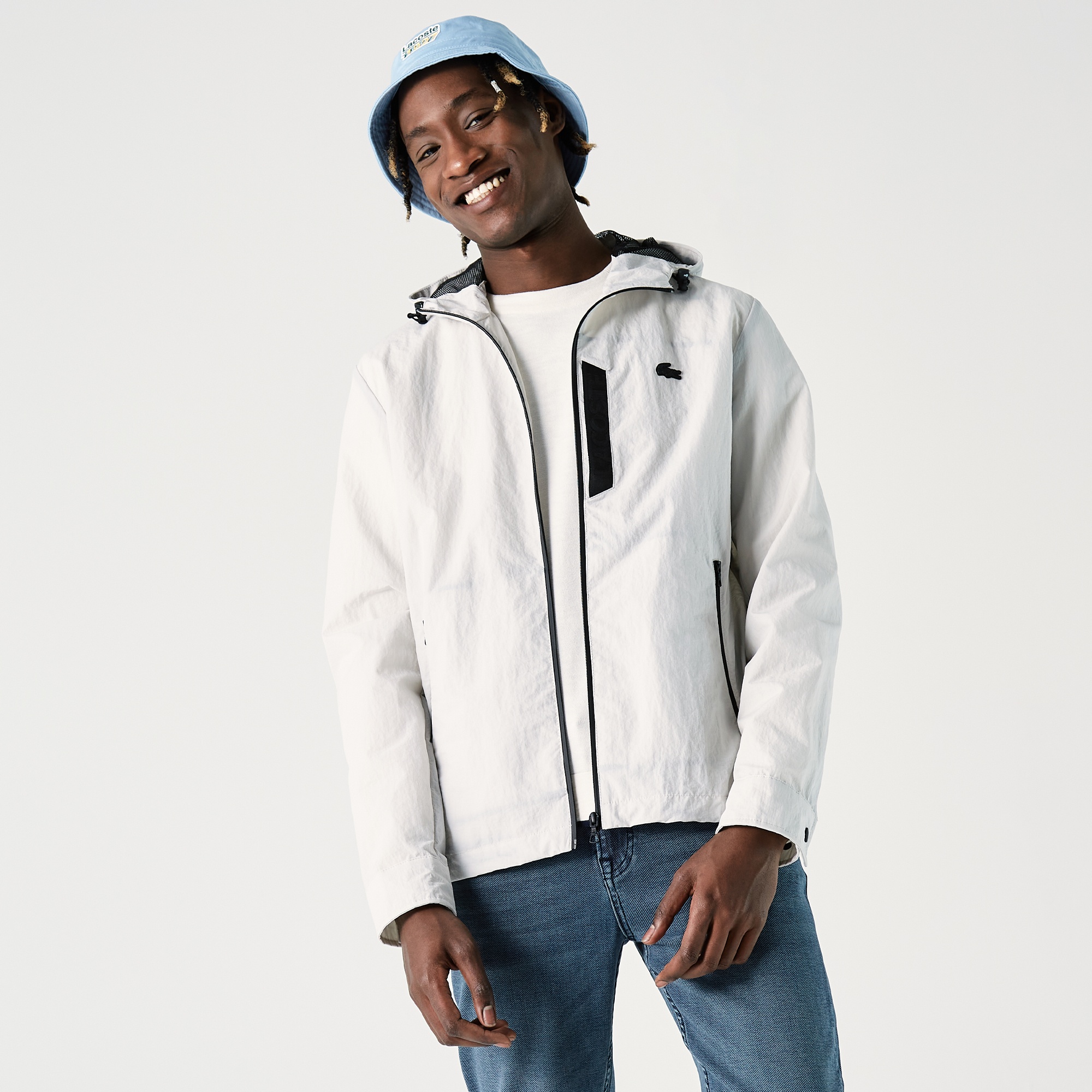 Lacoste Erkek Kapüşonlu Suya Dayanıklı Gri Yağmurluk