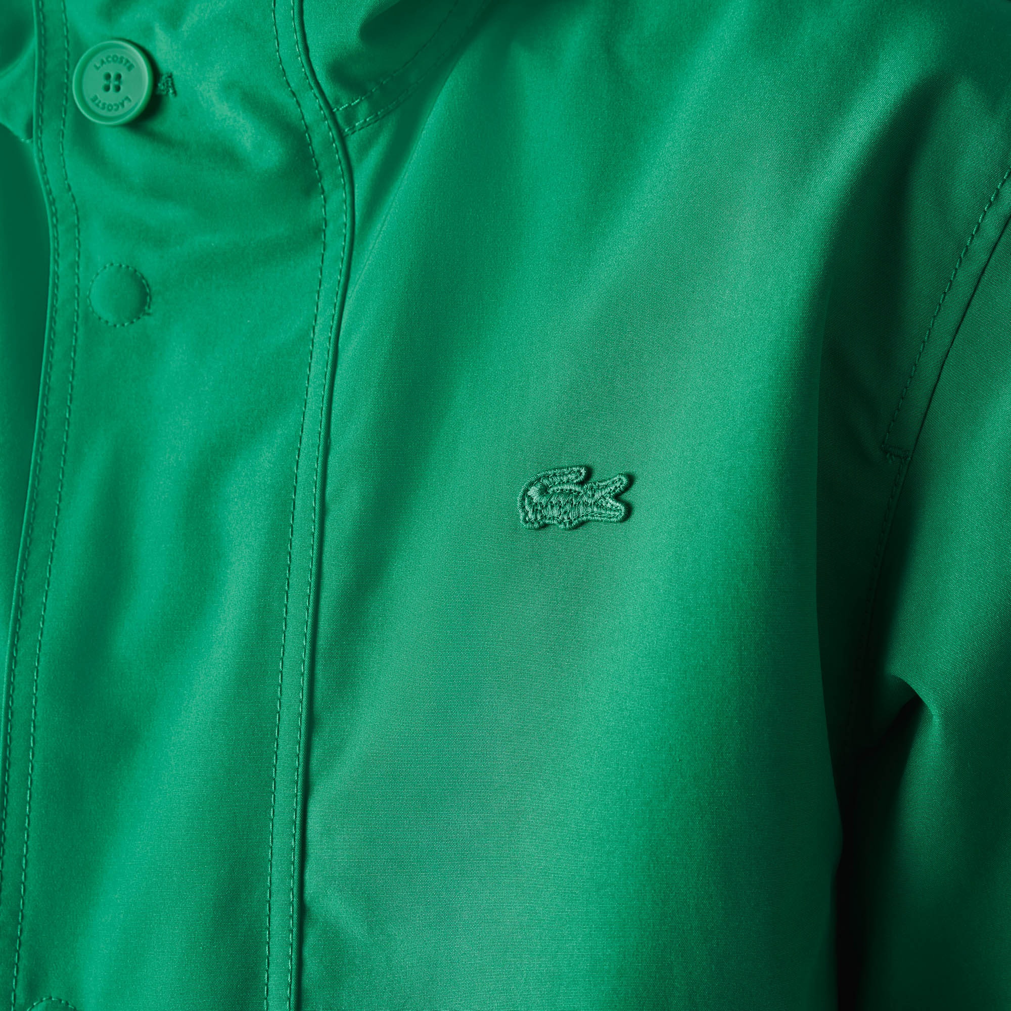 Lacoste Erkek Kapüşonlu Suya Dayanıklı Yeşil Mont