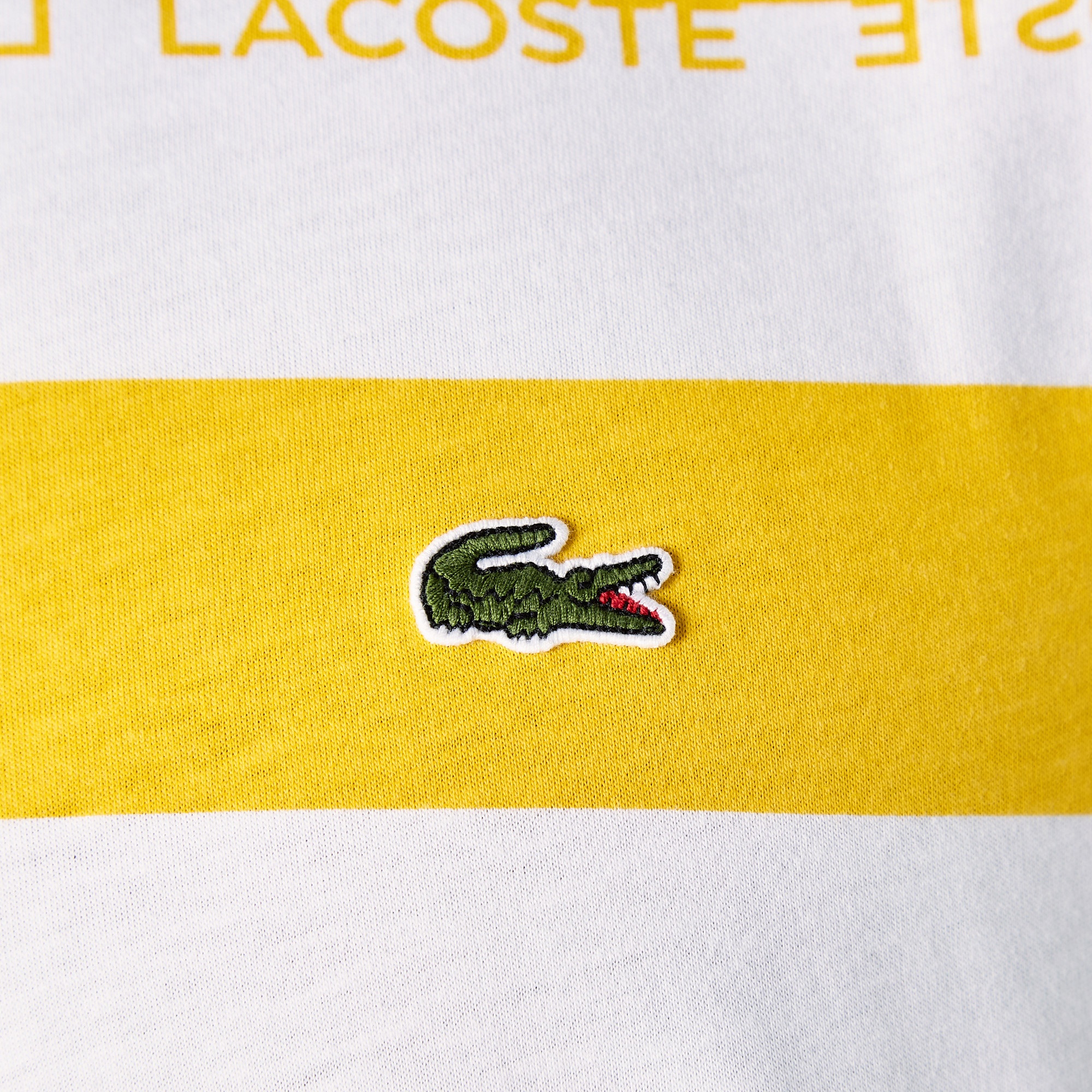 Lacoste Erkek Regular Fit Bisiklet Yaka Çizgili Sarı T-Shirt