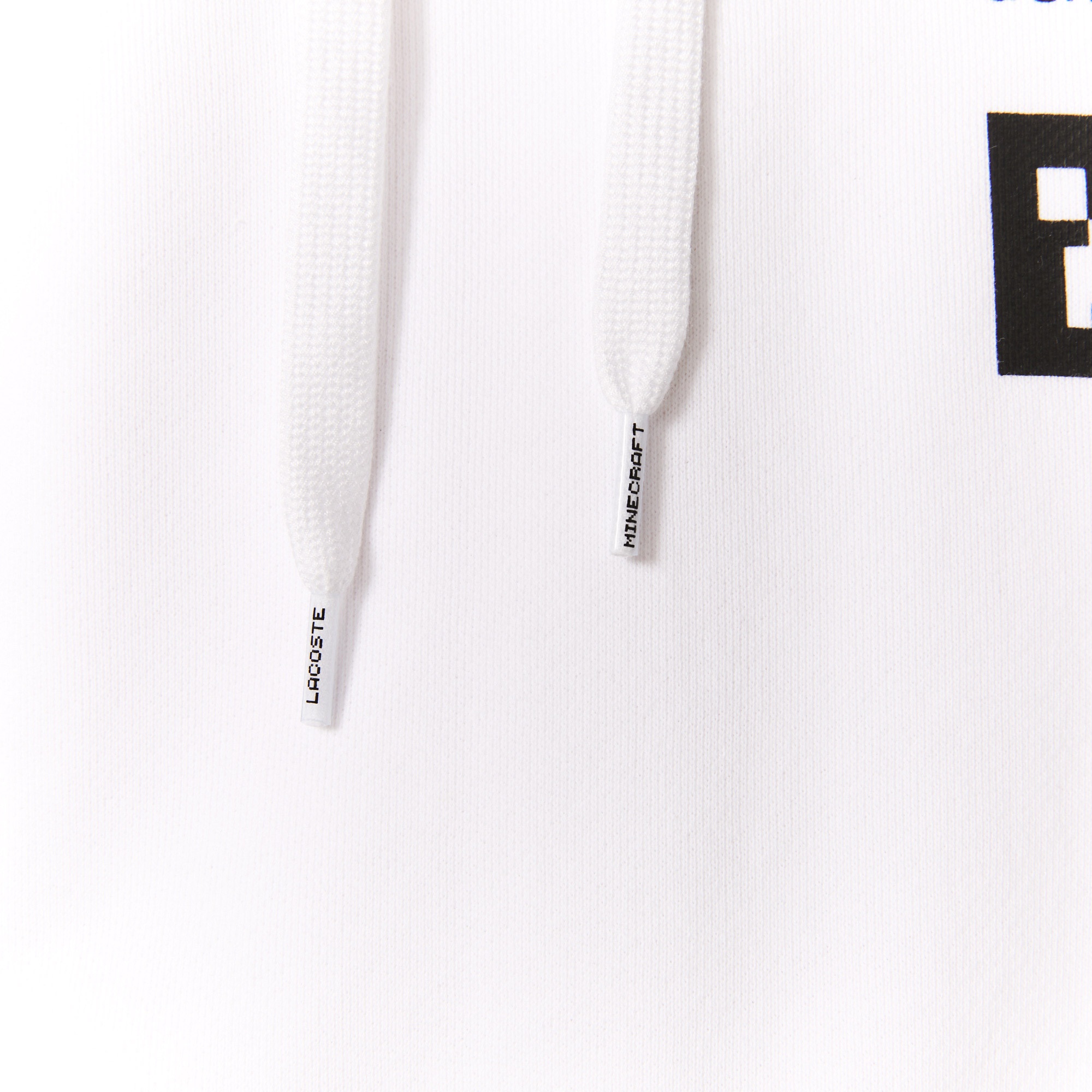 Lacoste X Minecraft Kadın Oversize Uzun Kollu Kapüşonlu Baskılı Beyaz Elbise