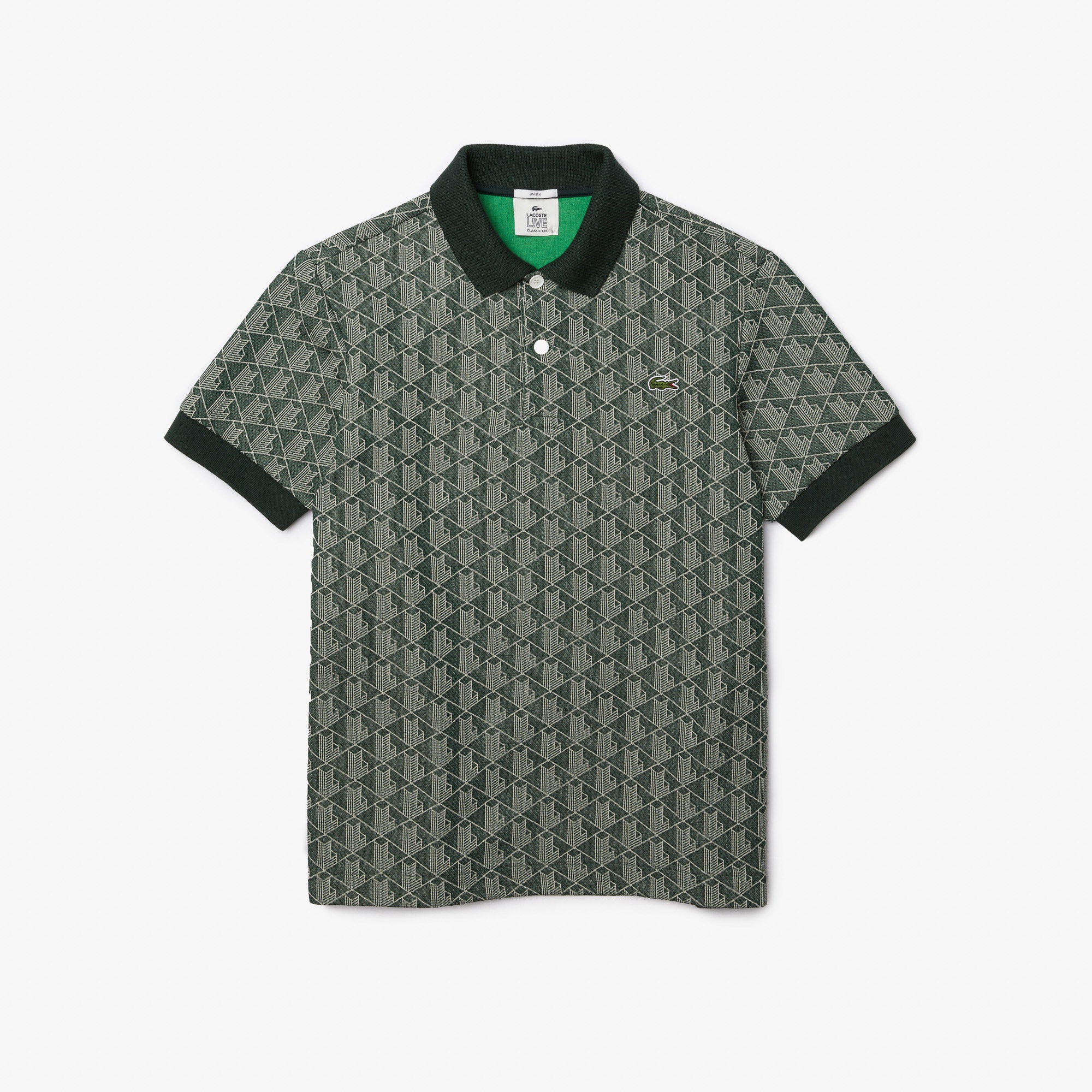 Lacoste Unisex  L!VE Classic Fit Monogram Jacquard Polo Shirt