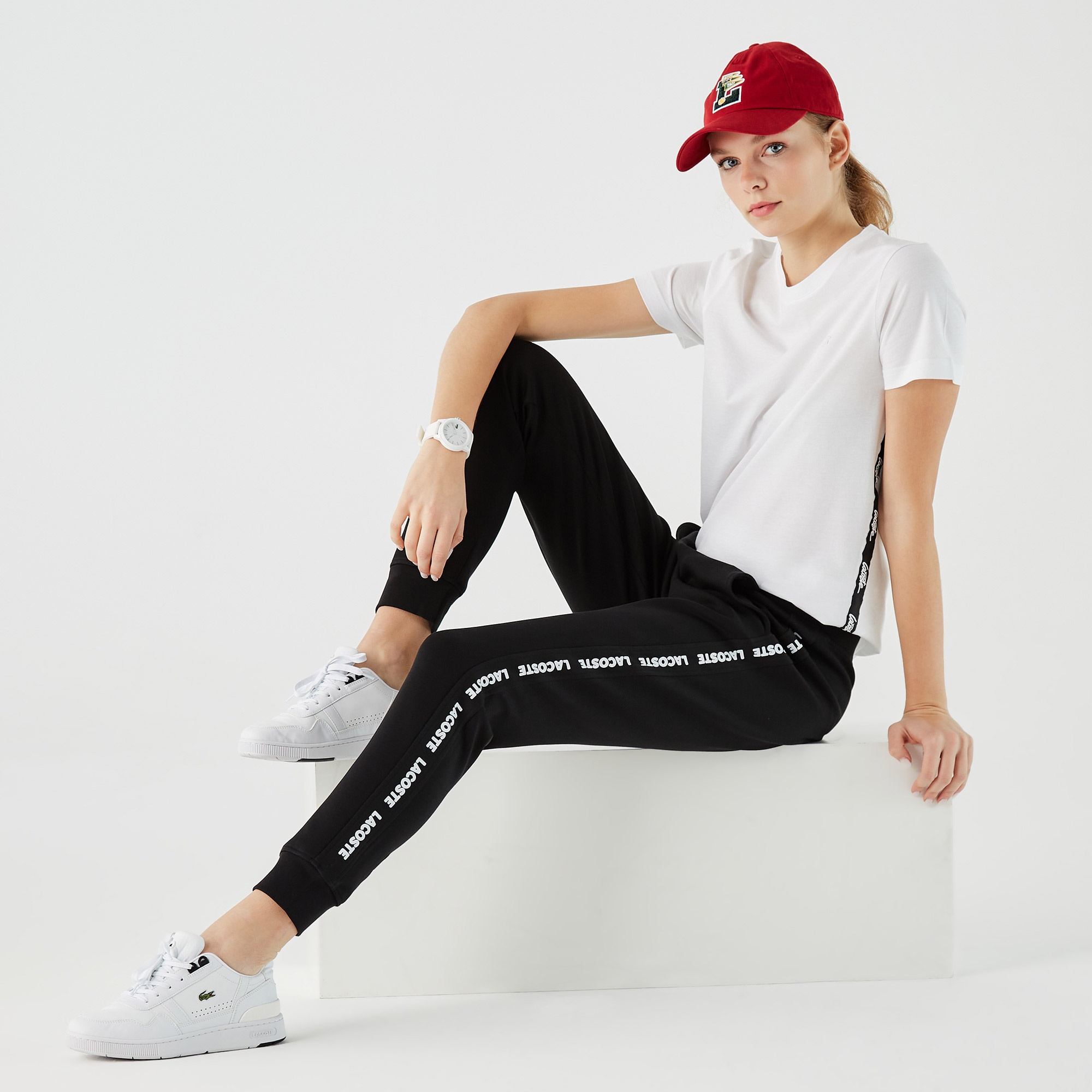 Lacoste Kadın Joggers Baskılı Siyah Eşofman Altı