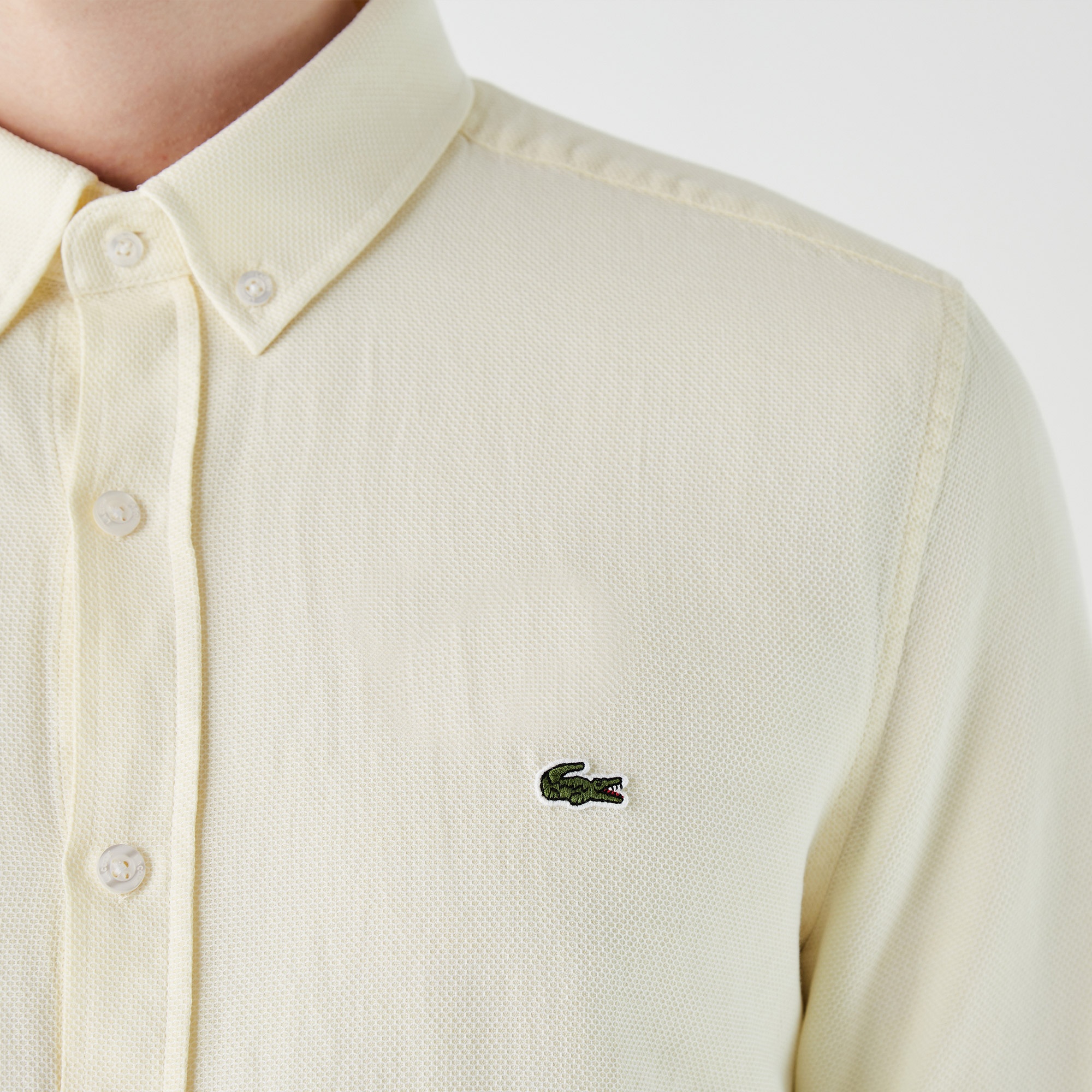 Lacoste Erkek Slim Fit Sarı Gömlek