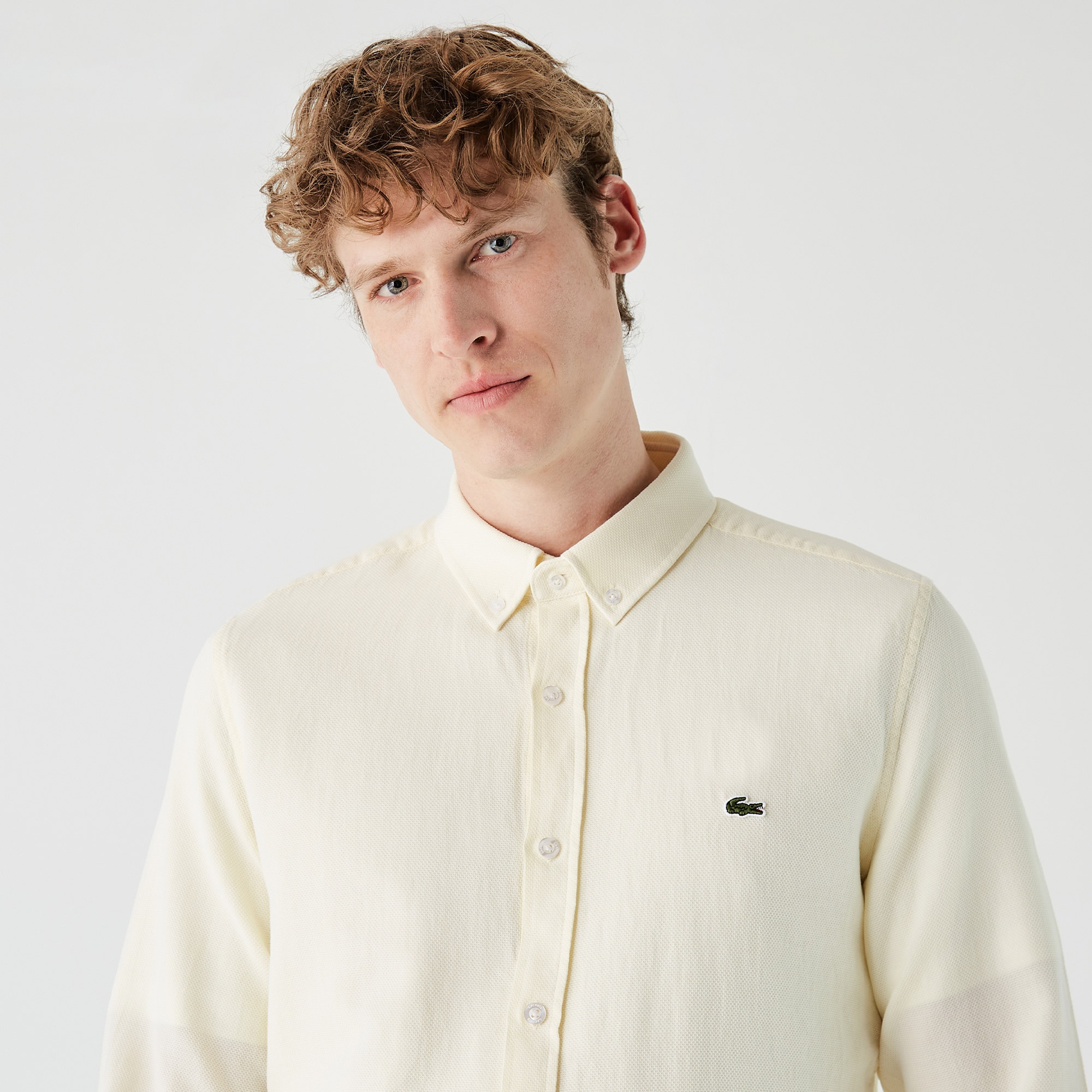 Lacoste Erkek Slim Fit Sarı Gömlek