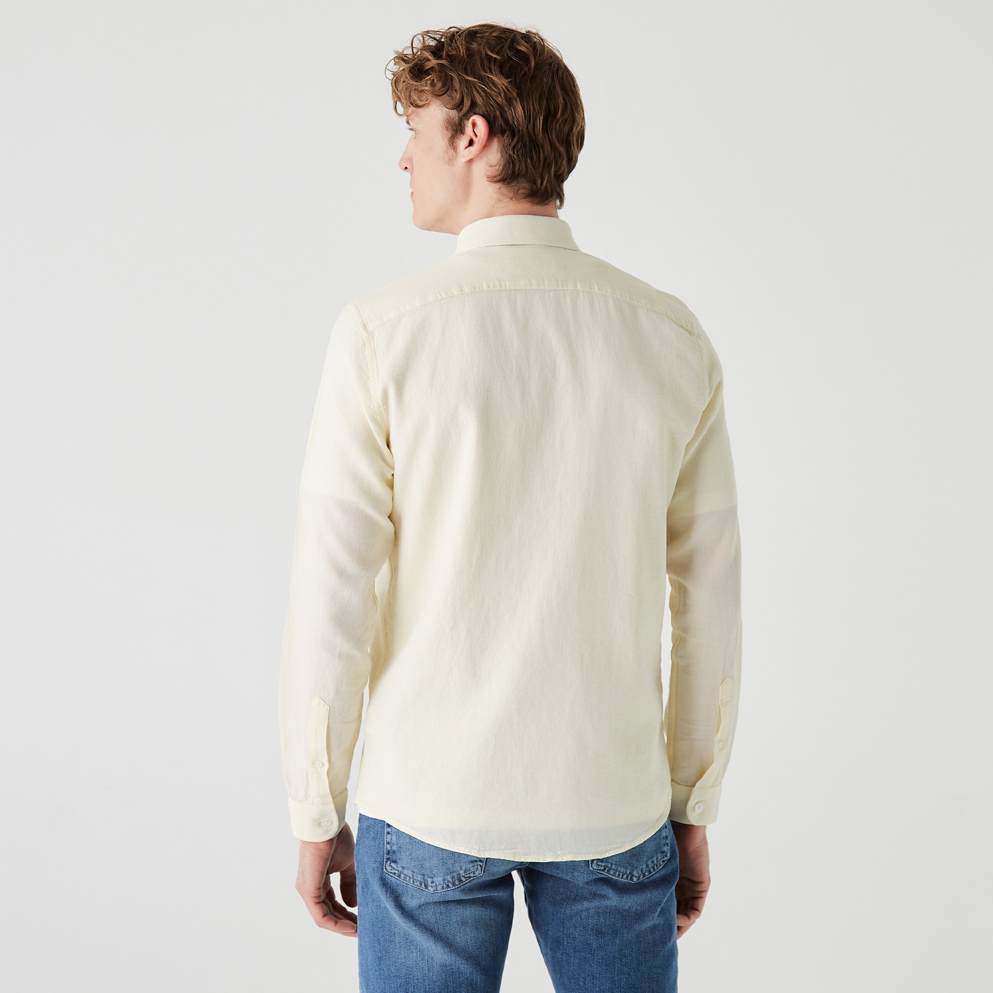 Lacoste Erkek Slim Fit Sarı Gömlek