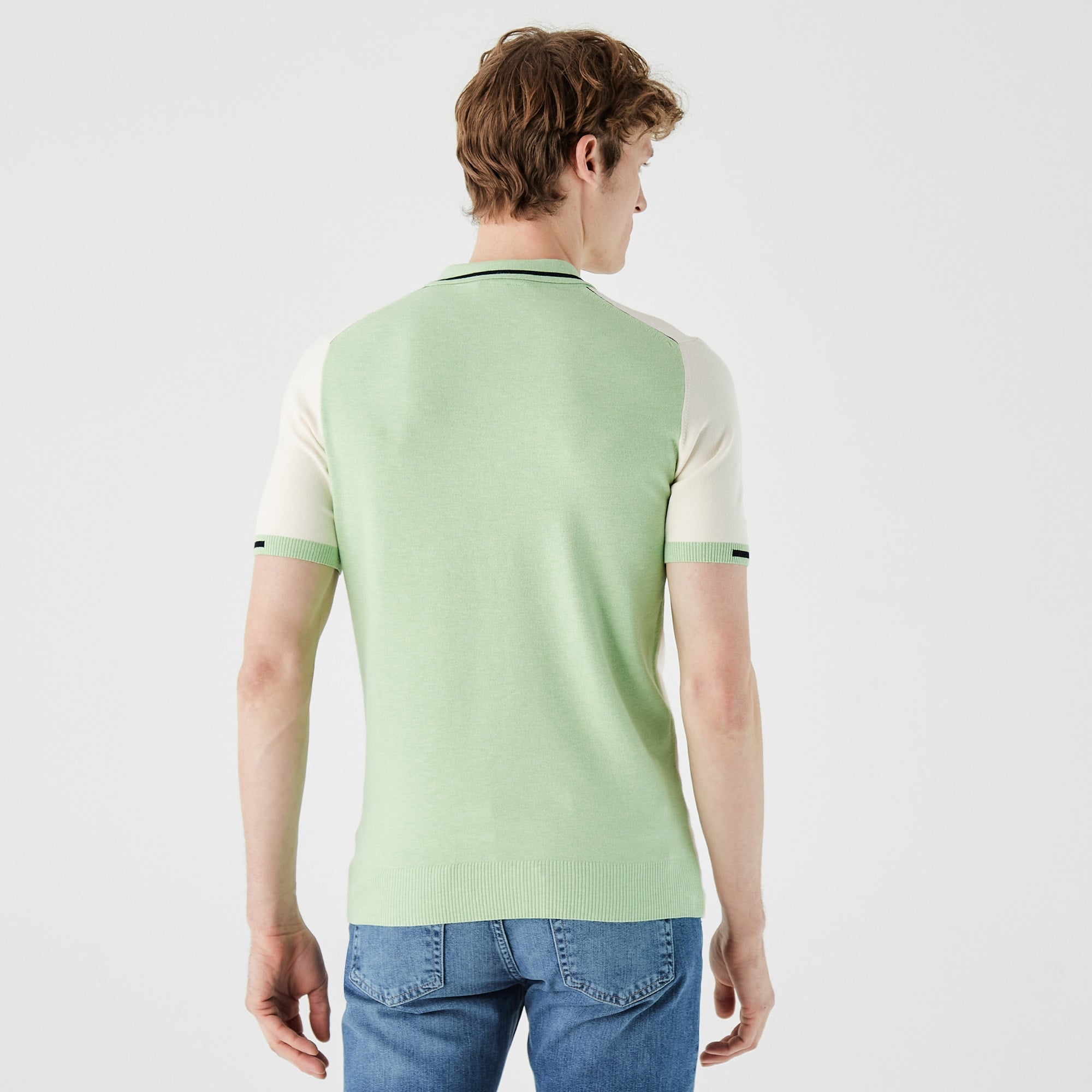 Lacoste Erkek Kısa Kollu Fermuarlı Polo Yaka Beyaz Triko