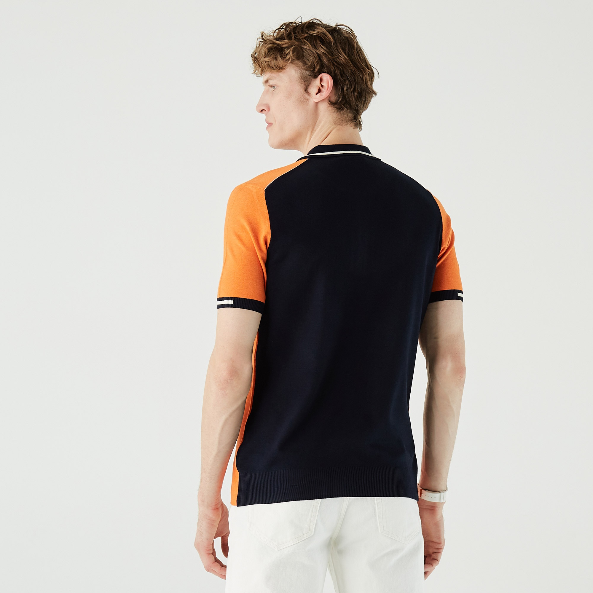 Lacoste Erkek Kısa Kollu Fermuarlı Polo Yaka Turuncu Triko