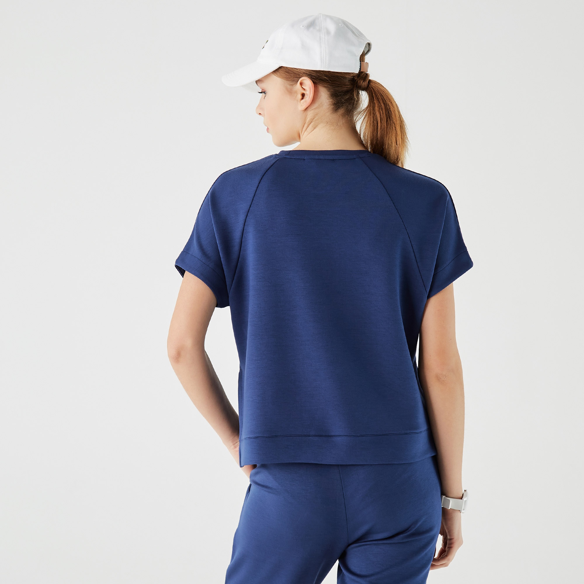 Lacoste Kadın Relaxed Fit Bisiklet Yaka Lacivert T-Shirt