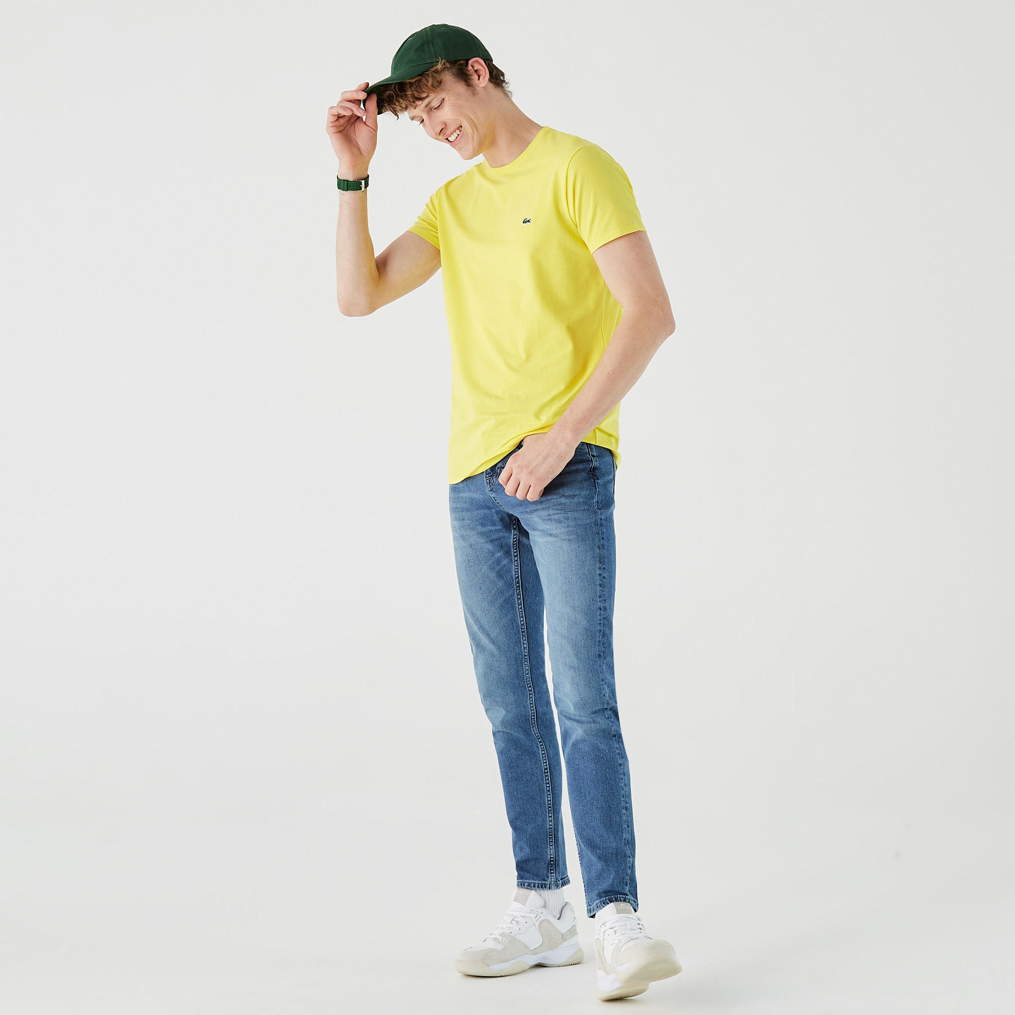 Lacoste Erkek Slim Fit Bisiklet Yaka Sarı T-Shirt