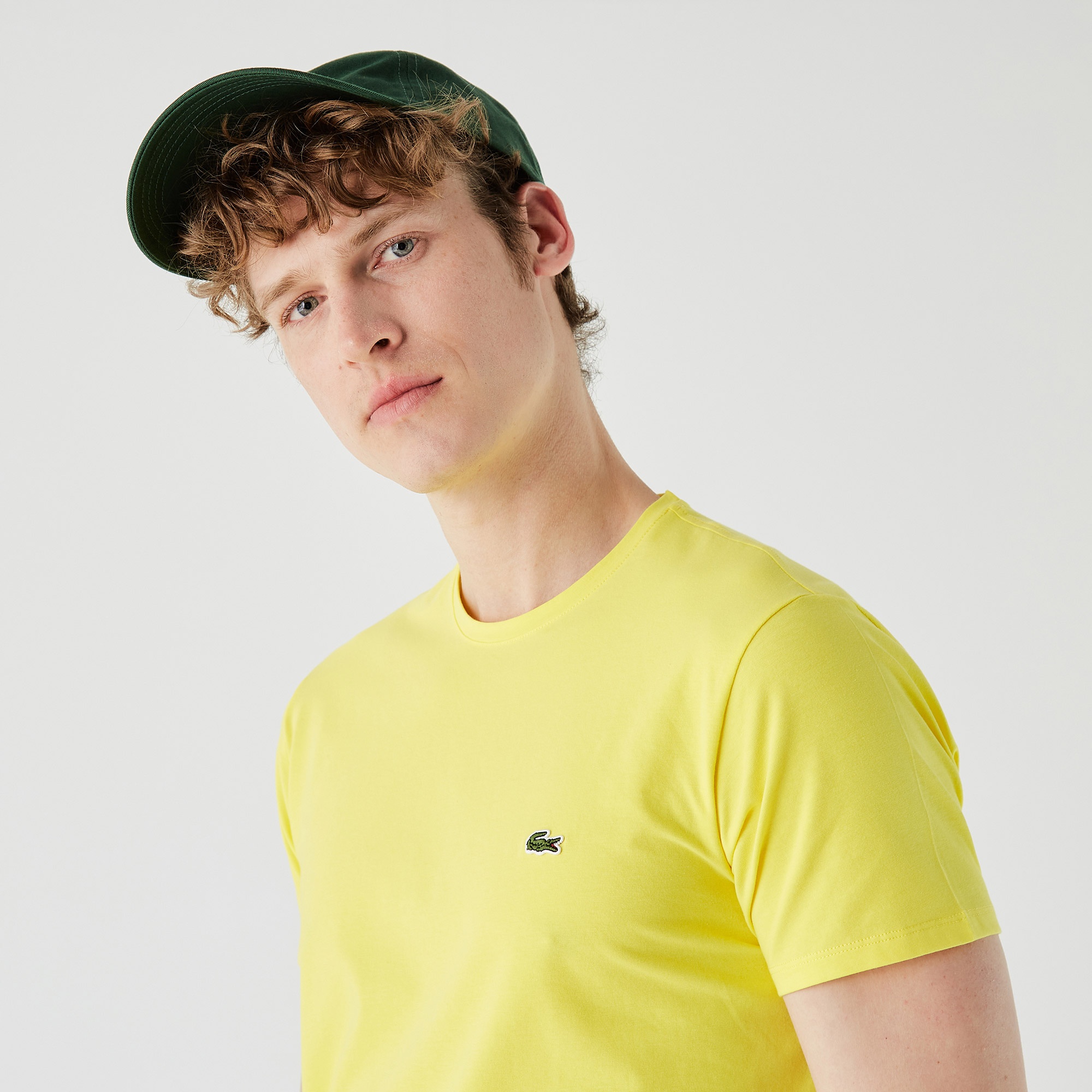 Lacoste Erkek Slim Fit Bisiklet Yaka Sarı T-Shirt