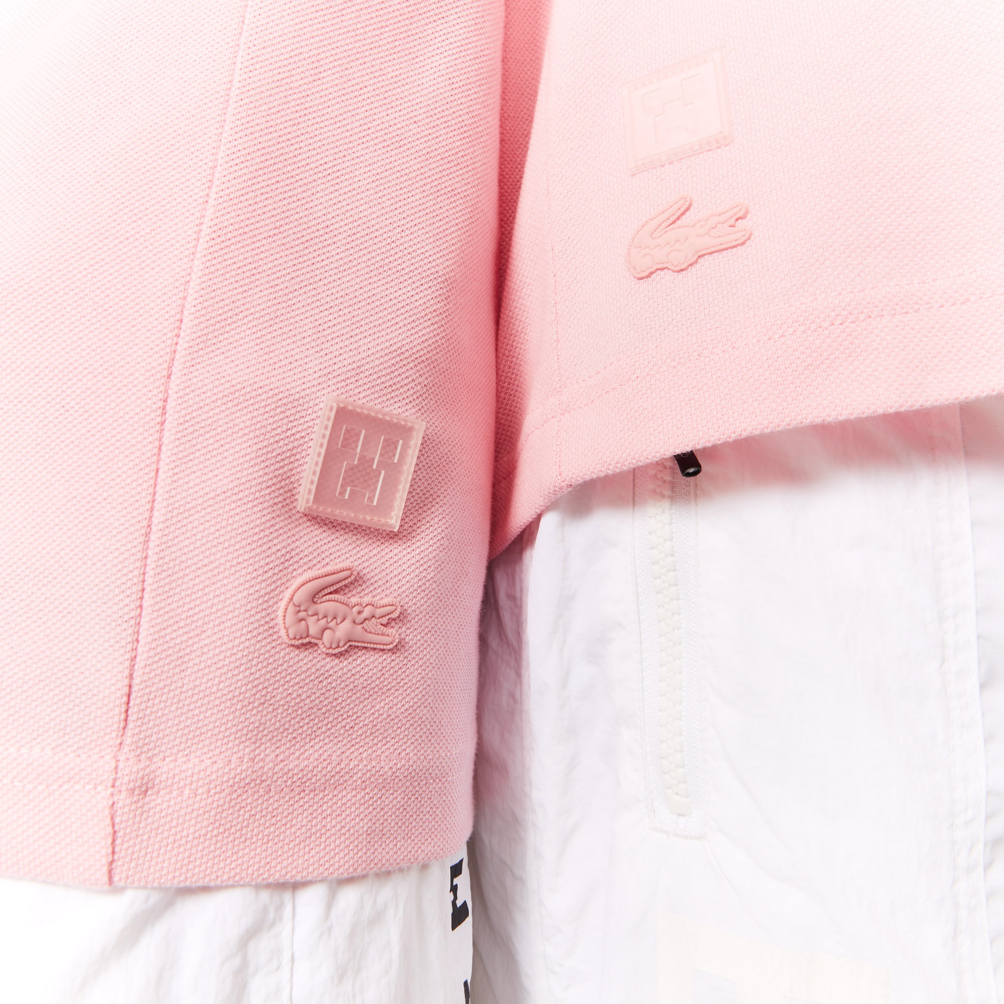 Lacoste X Minecraft Unisex Classic Fit Baskılı Pembe Polo