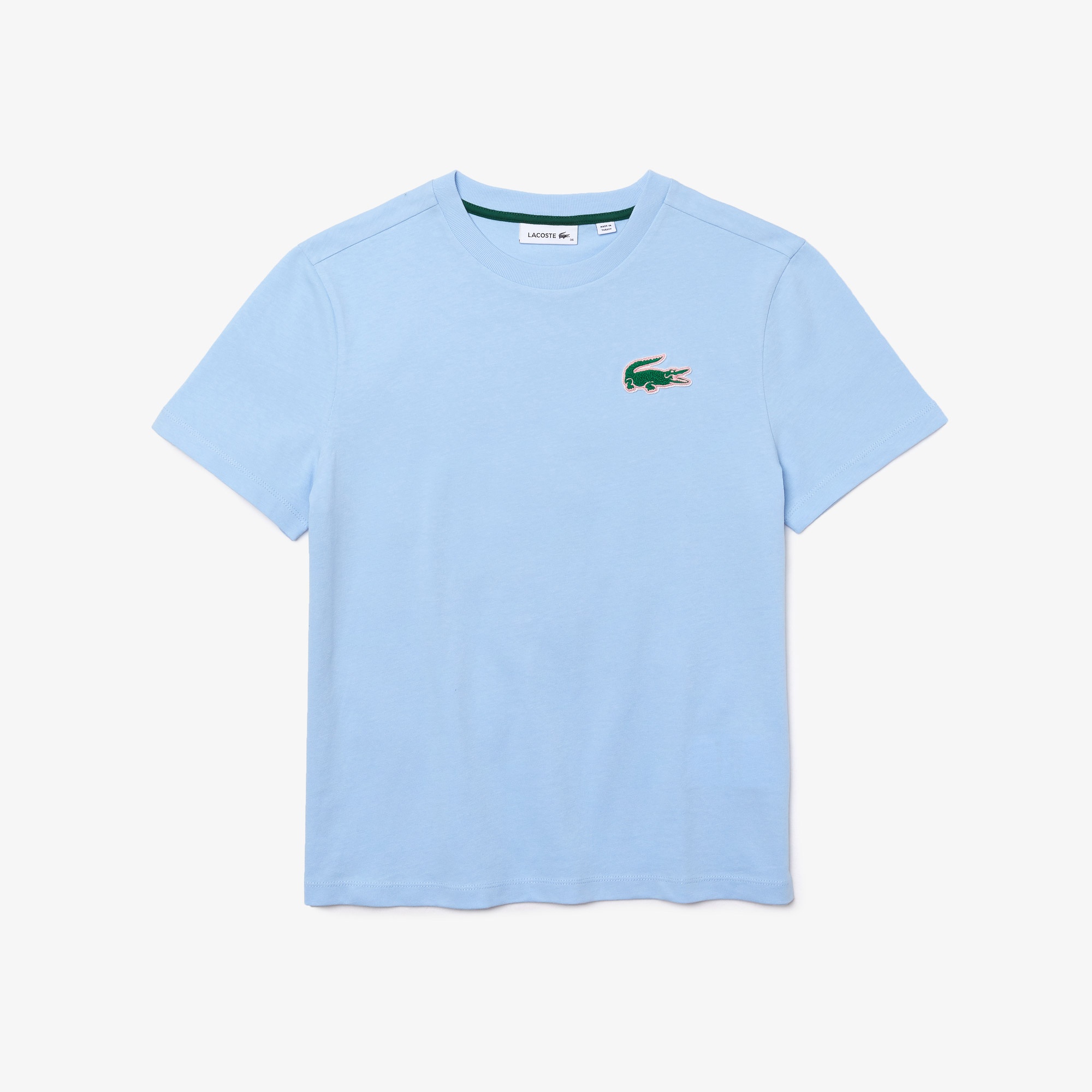 Lacoste Kadın Relaxed Fit Bisiklet Yaka Açık Mavi T-Shirt