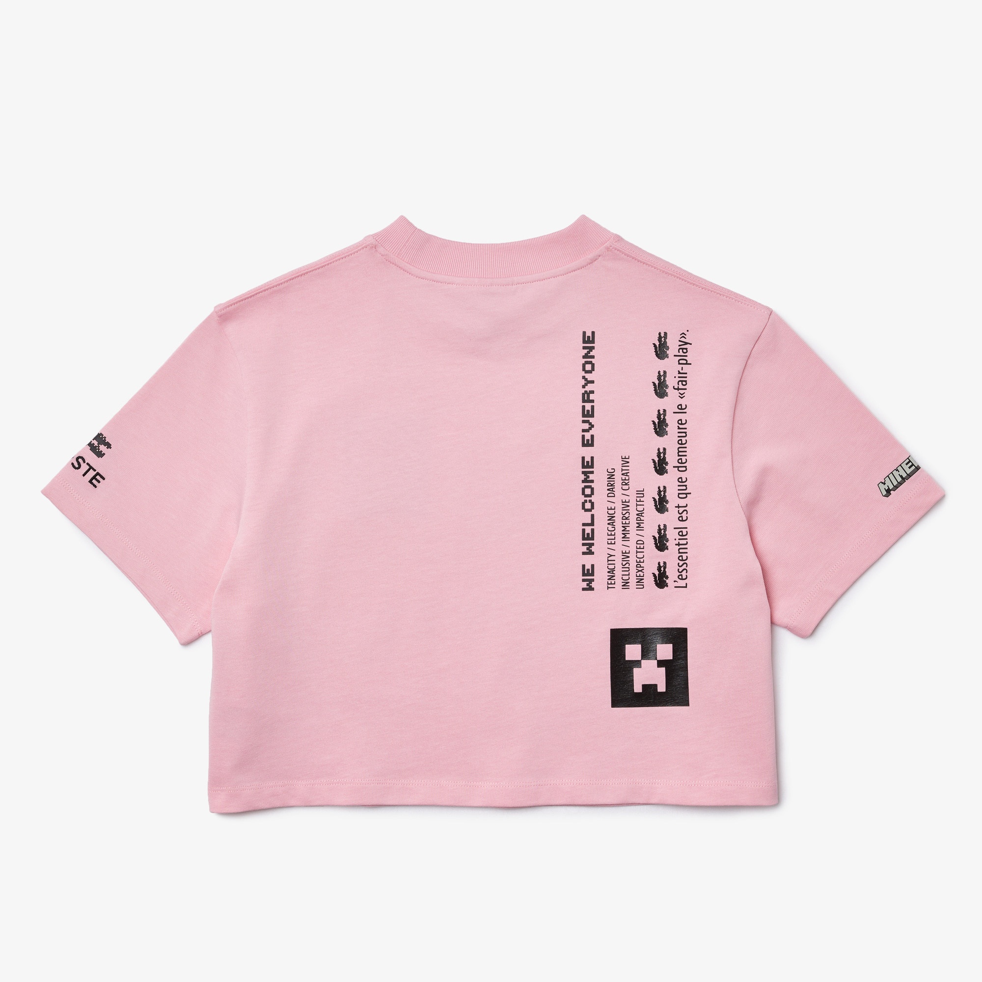 Lacoste X Minecraft Kadın Regular Fit Bisiklet Yaka Baskılı Pembe