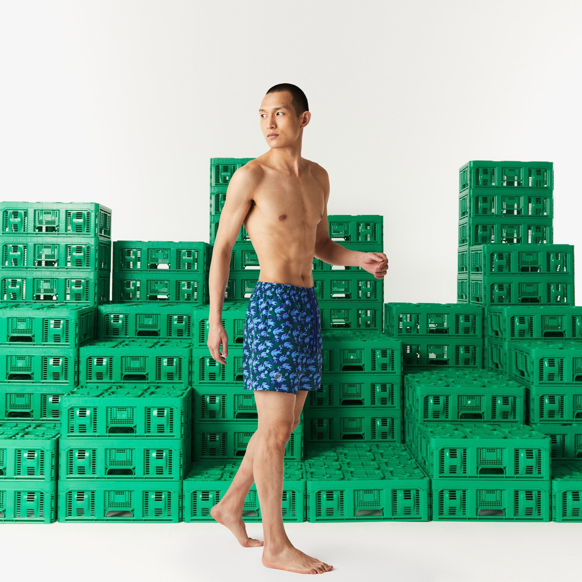 Lacoste X Minecraft Erkek Desenli Yeşil Mayo Şort MH3847.E2F | Lacoste