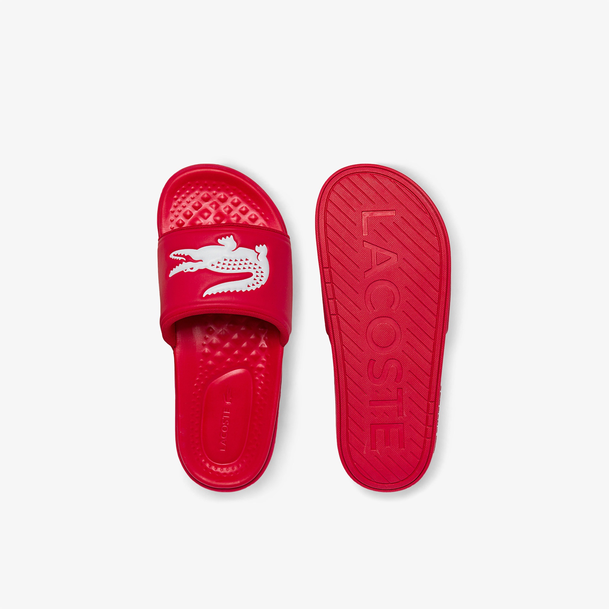 Lacoste Croco Erkek Baskılı Kırmızı Terlik