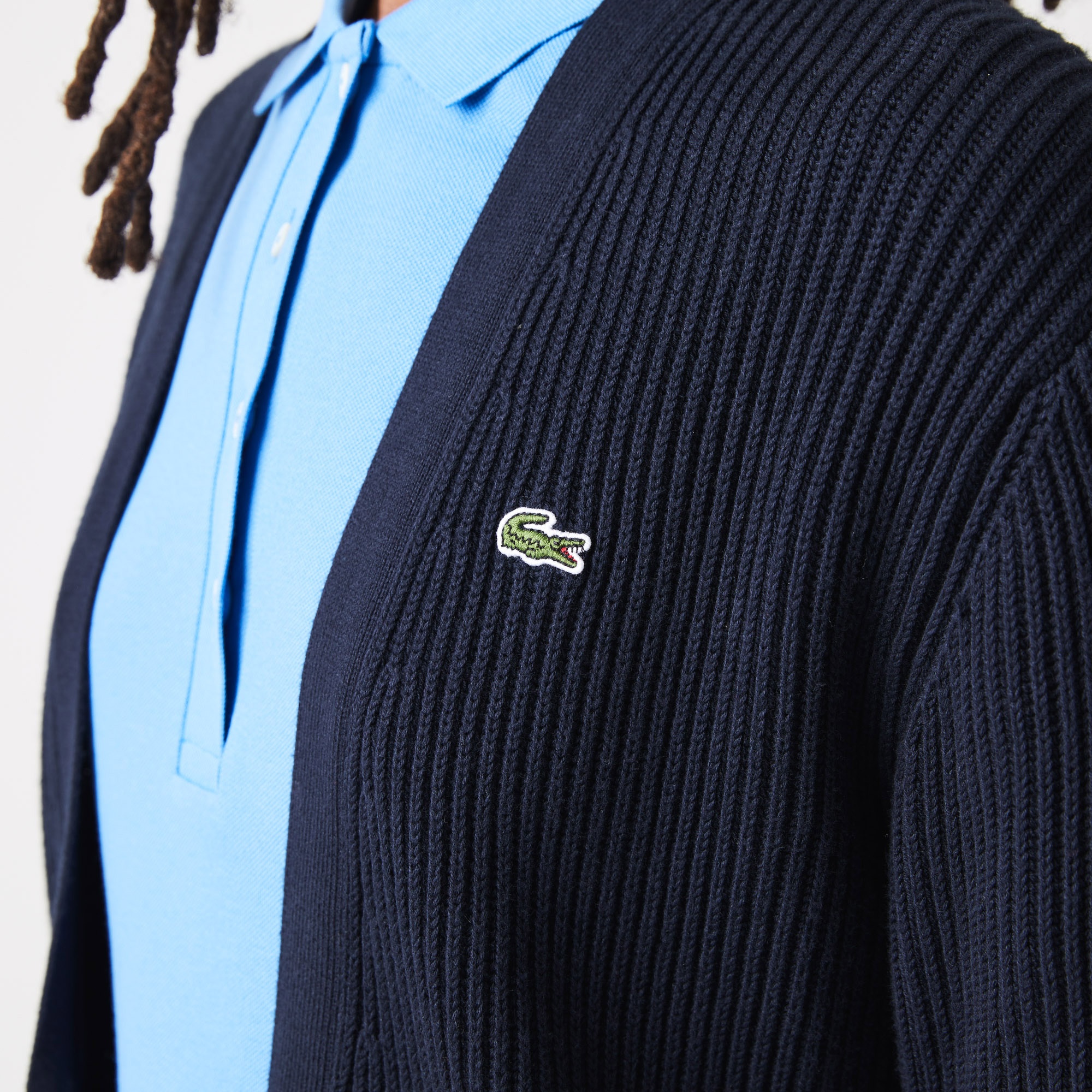 Lacoste Kadın V Yaka Siyah Hırka