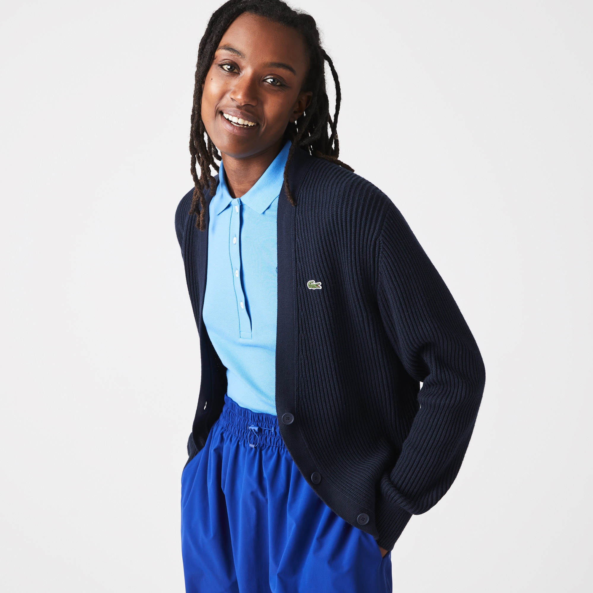 Lacoste Kadın V Yaka Siyah Hırka