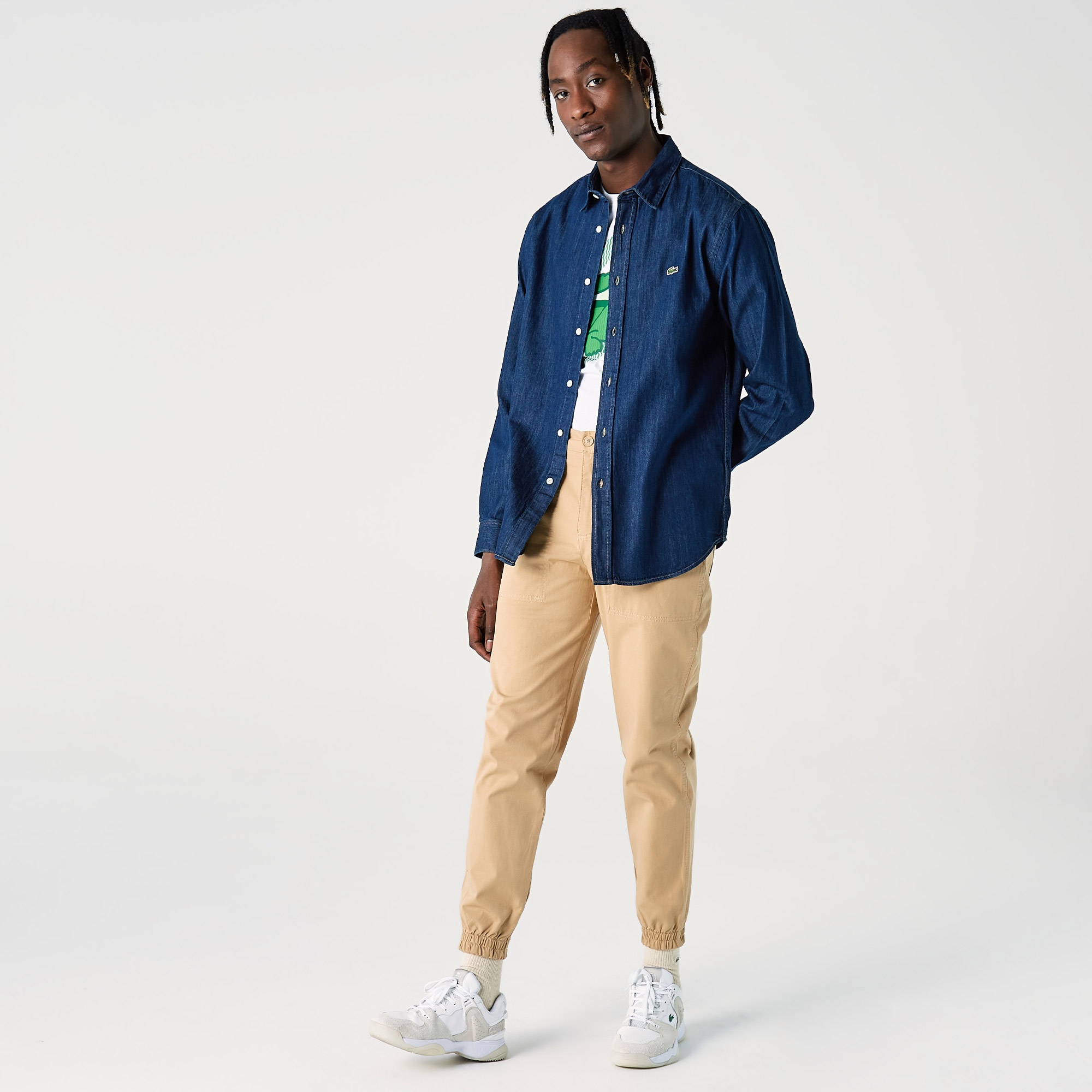 Lacoste Erkek Regular Fit Organik Pamuk Koyu Denim Gömlek