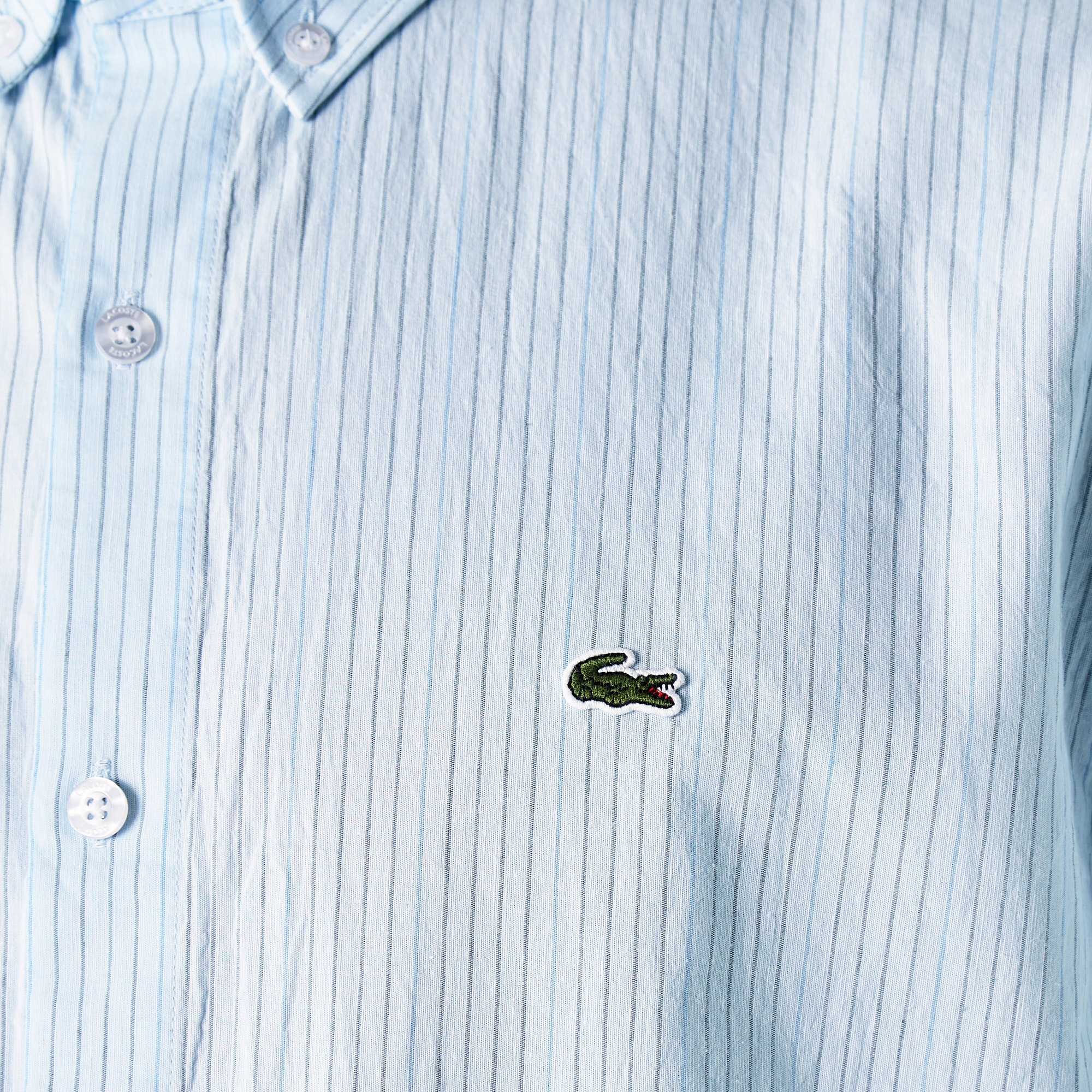 Lacoste Erkek Regular Fit Çizgili Mavi Gömlek