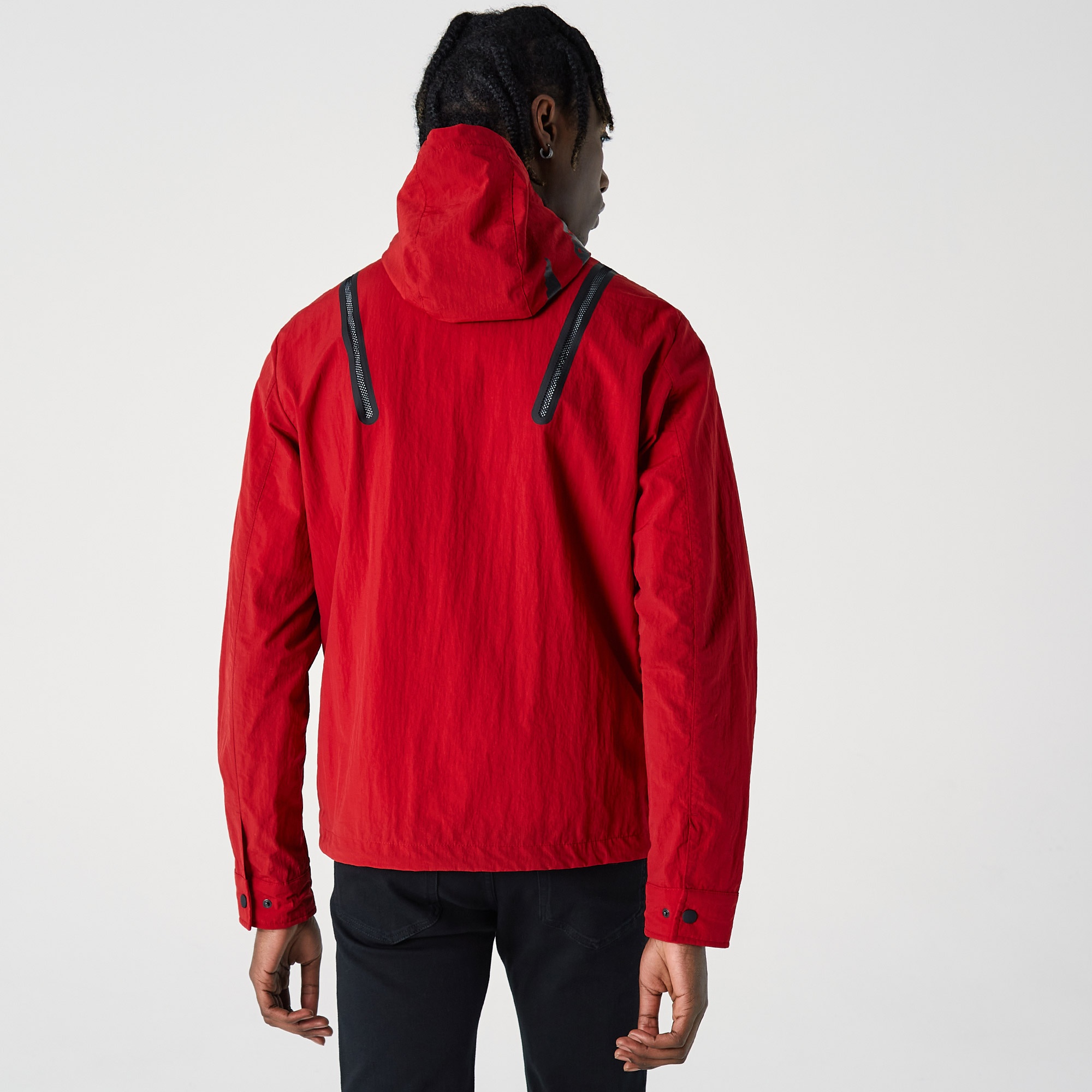 Lacoste Erkek Kapüşonlu Suya Dayanıklı Kırmızı Yağmurluk