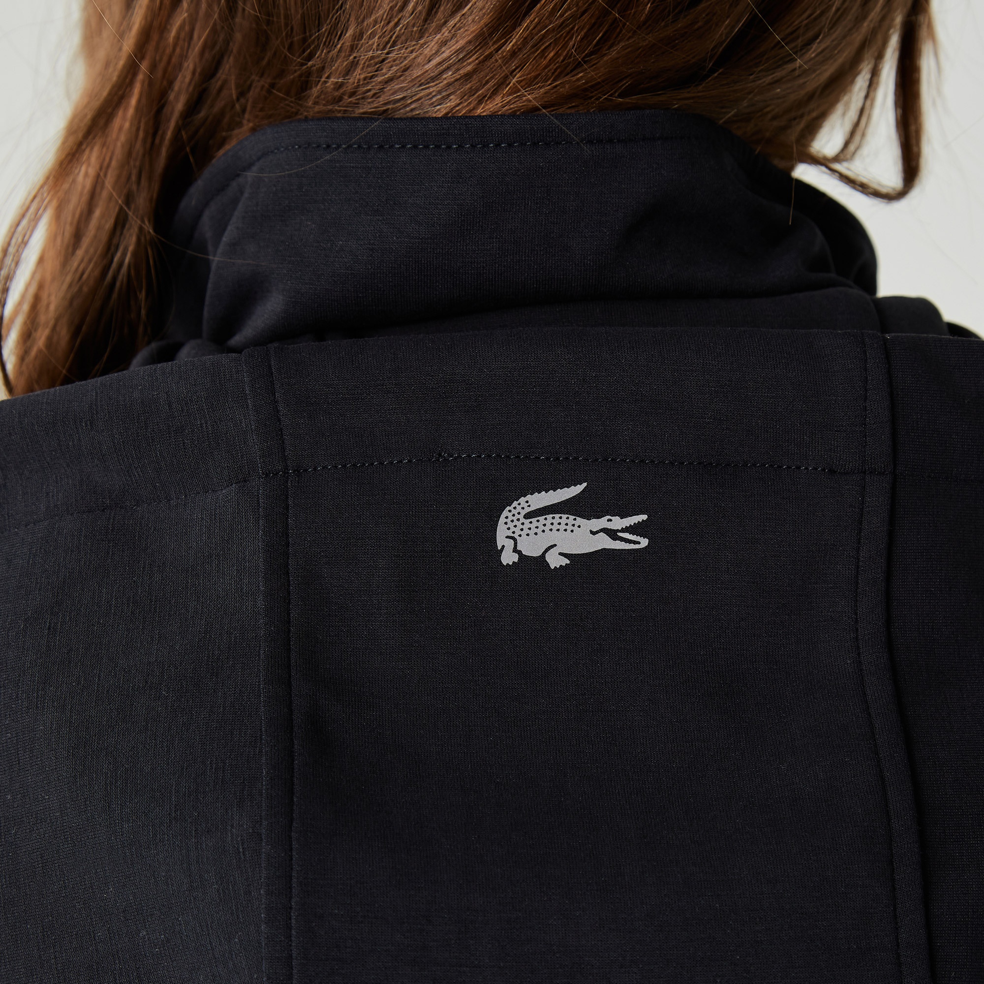 Lacoste Kadın Relaxed Fit Kapüşonlu Fermuarlı Siyah Sweatshirt