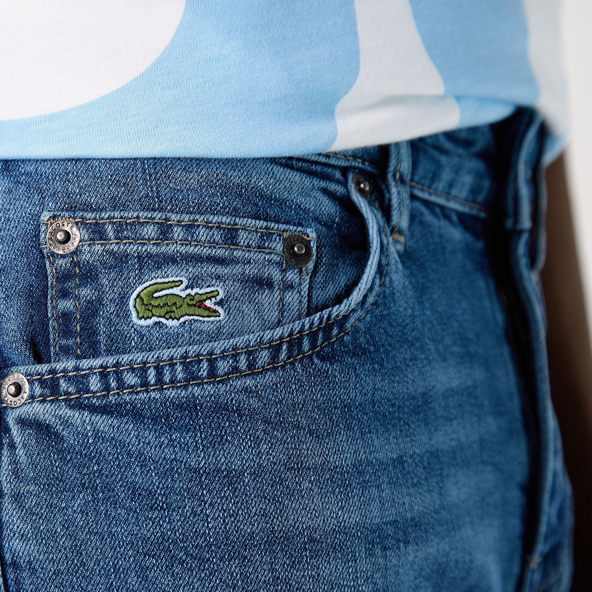 Lacoste Erkek Slim Fit Mavi Denim Pantolon
