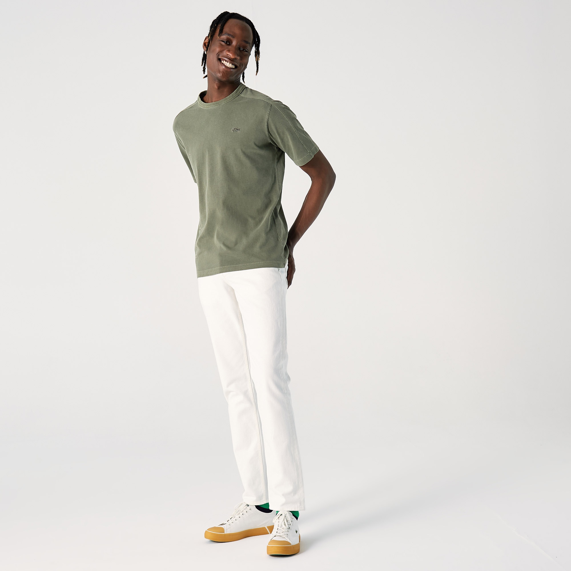 Lacoste Erkek Relaxed Fit Bisiklet Yaka Baskılı Koyu Yeşil T-Shirt