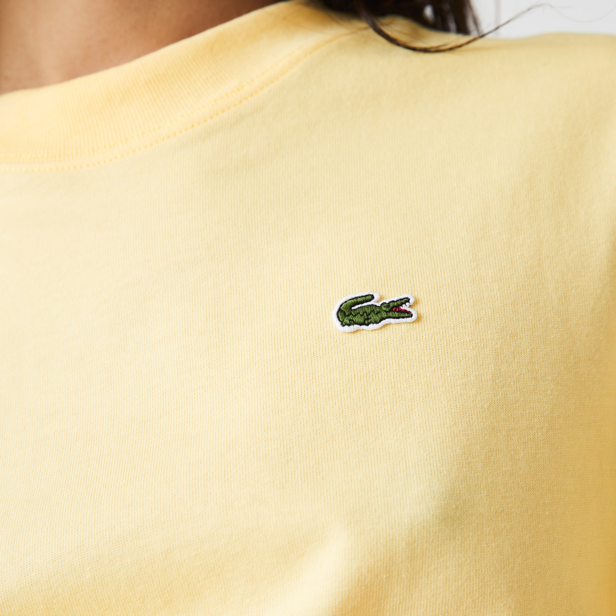 Lacoste Kadın Loose Fit Kısa Kollu Bisiklet Yaka Sarı Elbise