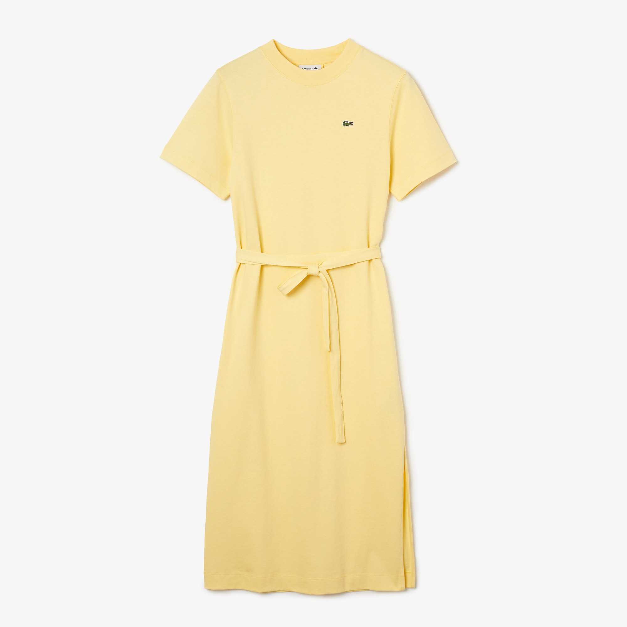 Lacoste Kadın Loose Fit Kısa Kollu Bisiklet Yaka Sarı Elbise