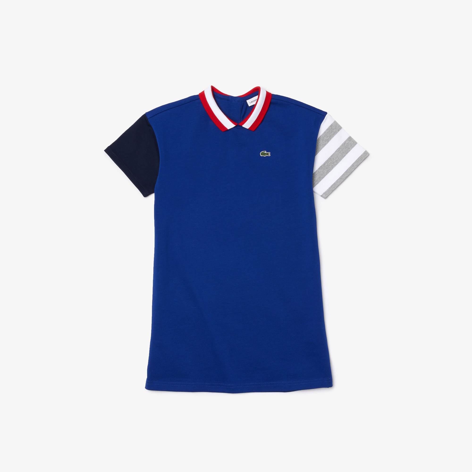 Lacoste Kız Çocuk Kısa Kollu Polo Yaka Renk Bloklu Lacivert Elbise