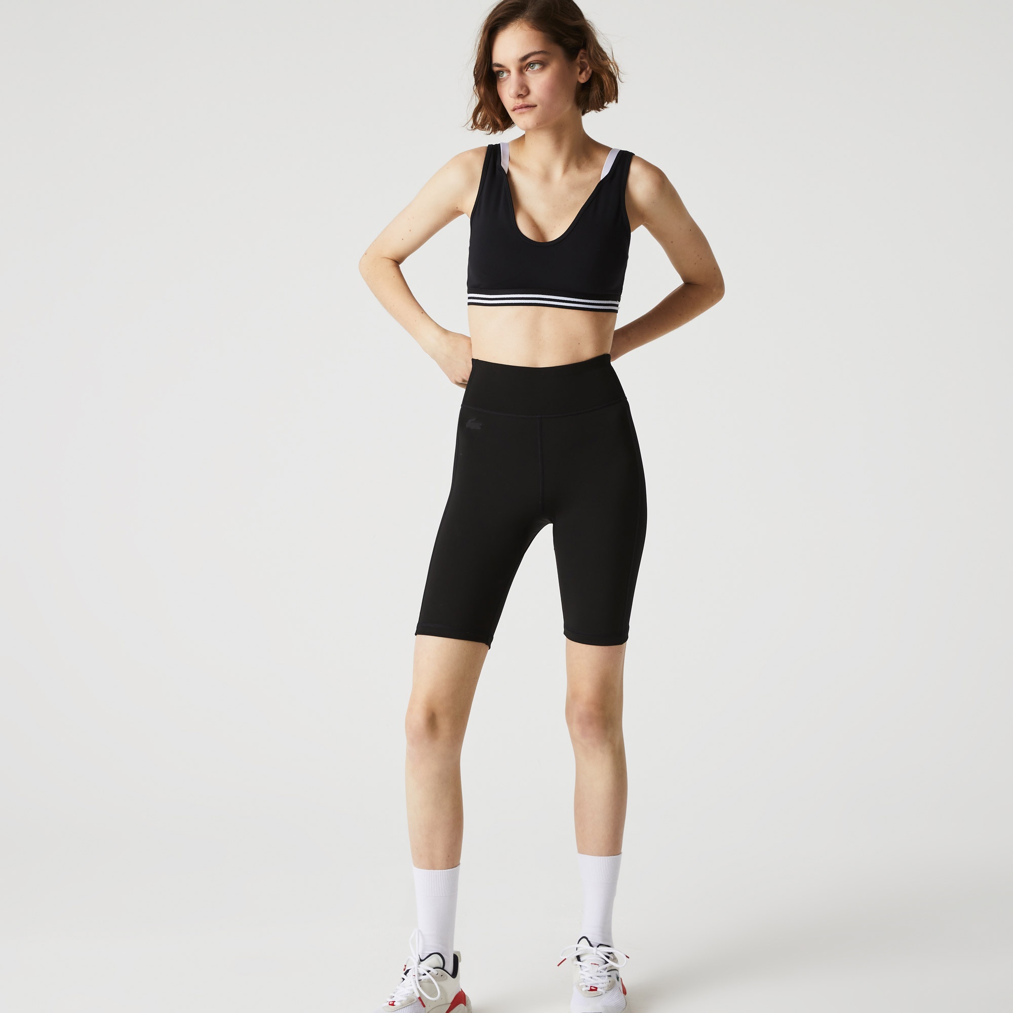 Lacoste SPORT Active Kadın Slim Fit Kısa Siyah Tayt