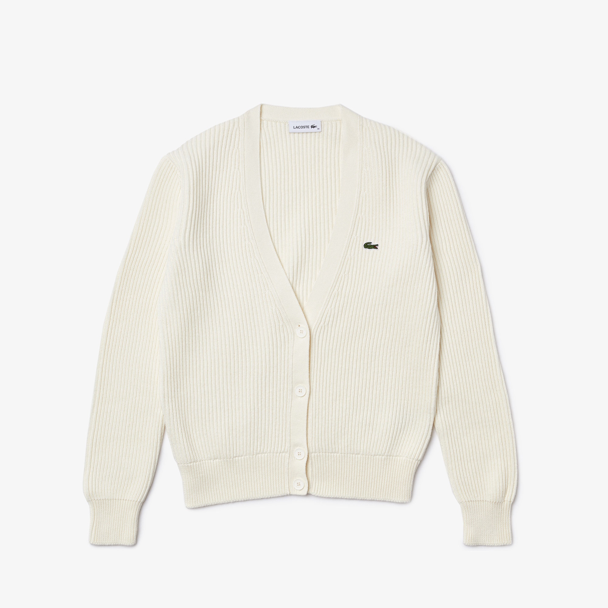 Lacoste Kadın V Yaka Krem Hırka