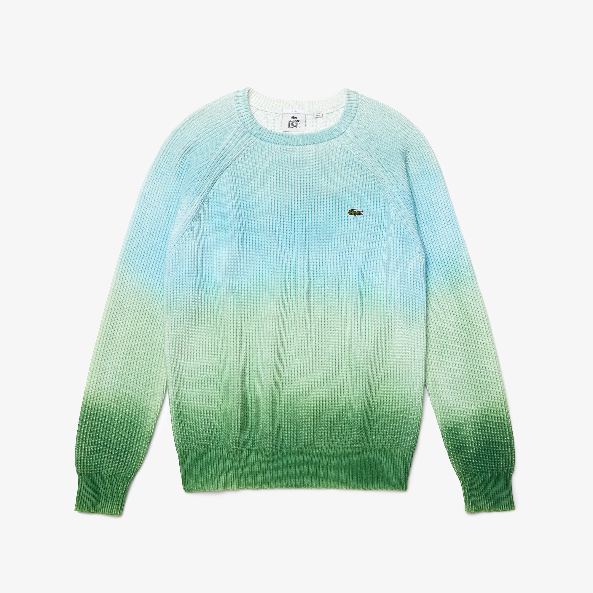 Lacoste L!VE Unisex Bisiklet Yaka Desenli Mavi Kazak