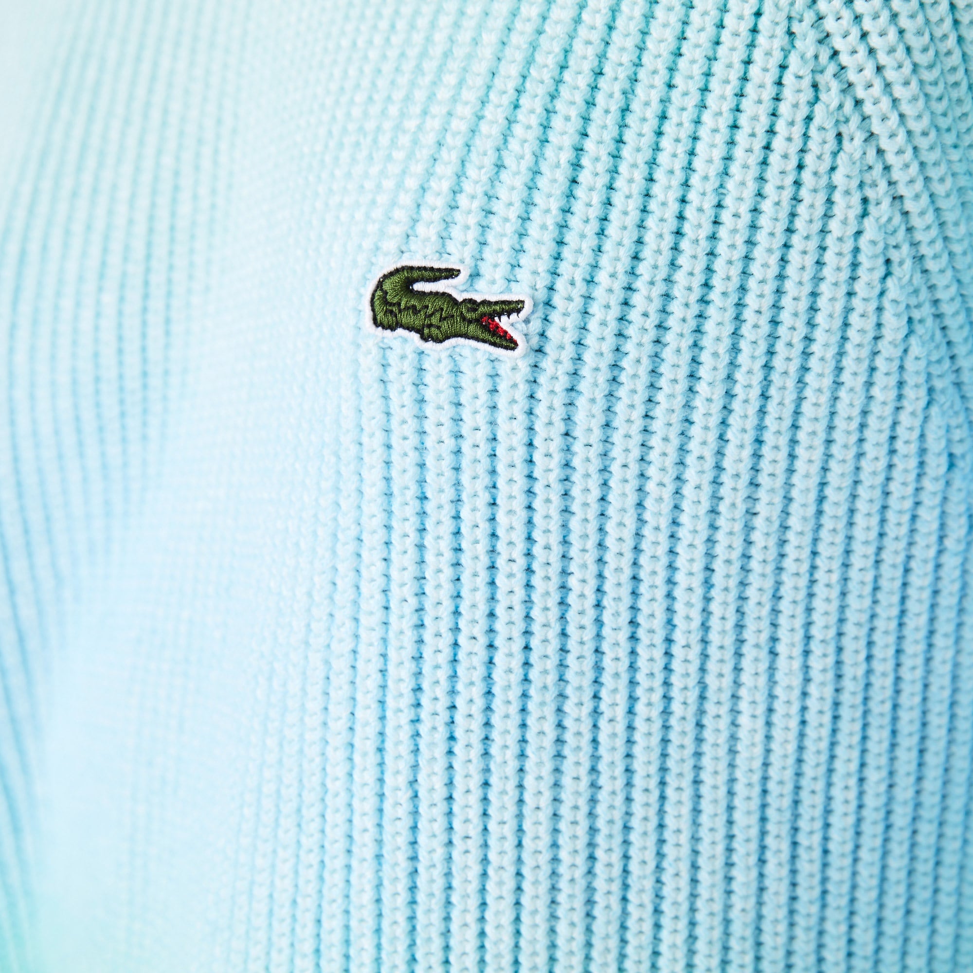 Lacoste L!VE Unisex Bisiklet Yaka Desenli Mavi Kazak