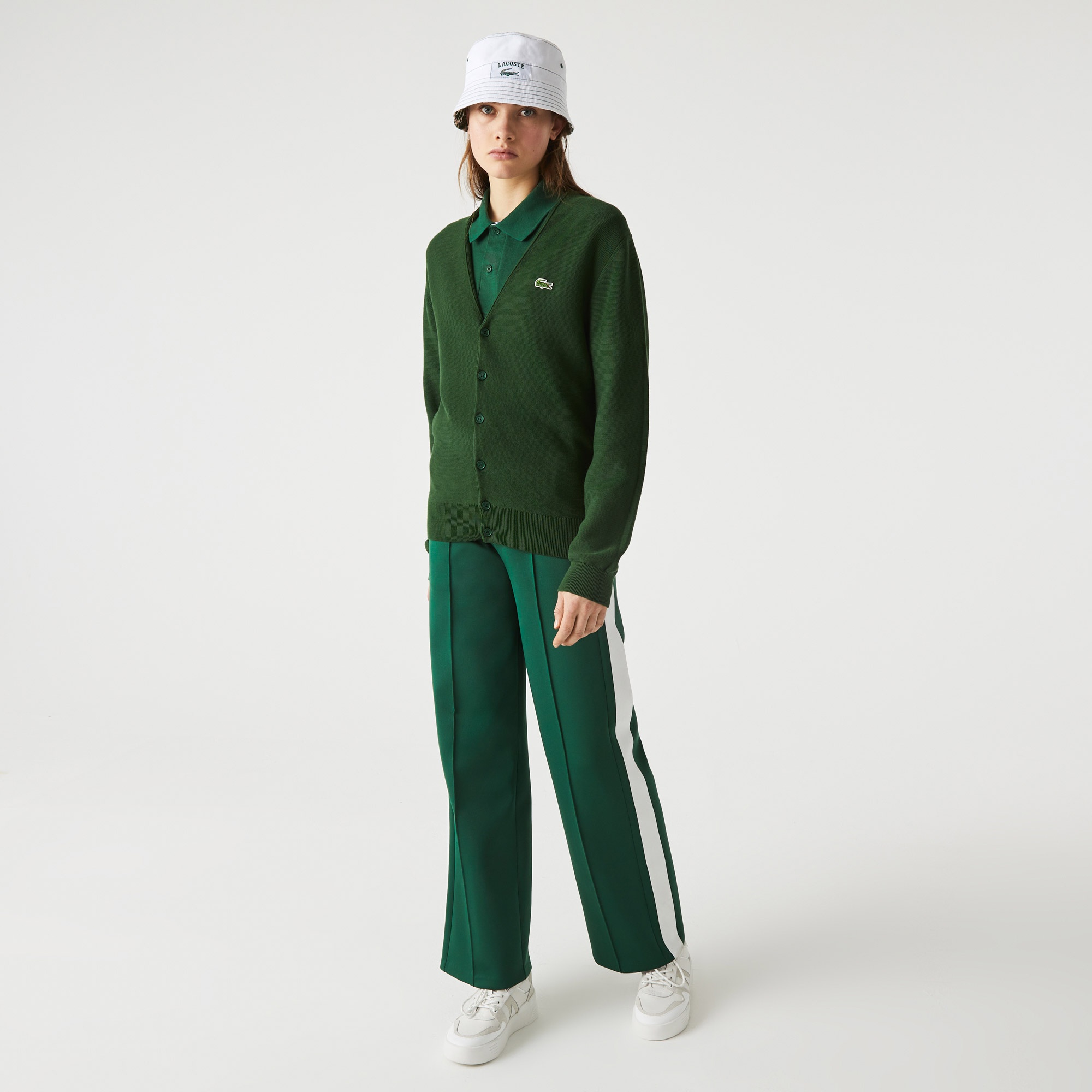 Lacoste Unisex V Yaka Yeşil Hırka