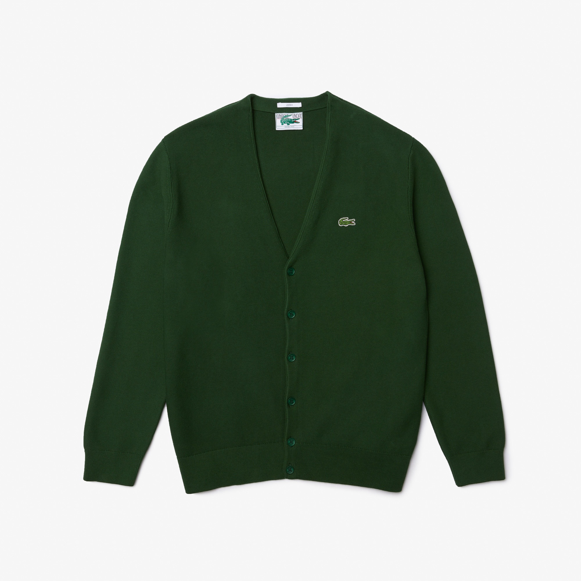 Lacoste Unisex V Yaka Yeşil Hırka